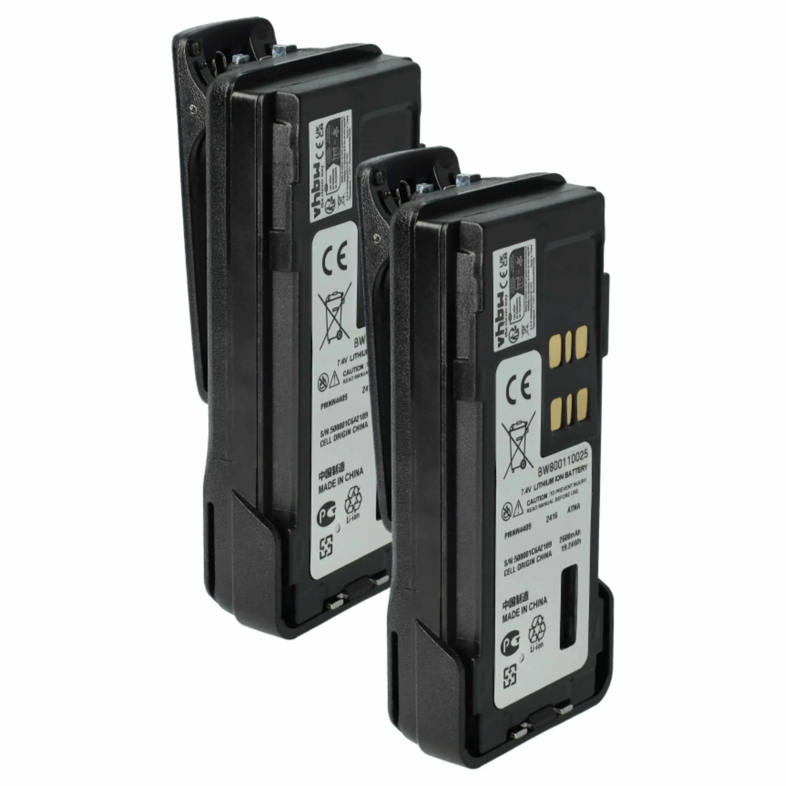 2x Batteries remplace Motorola PMNN4406, PMNN4406BR pour radio talkie-walkie Motorola- 2600mAh 7,4V Li-ion