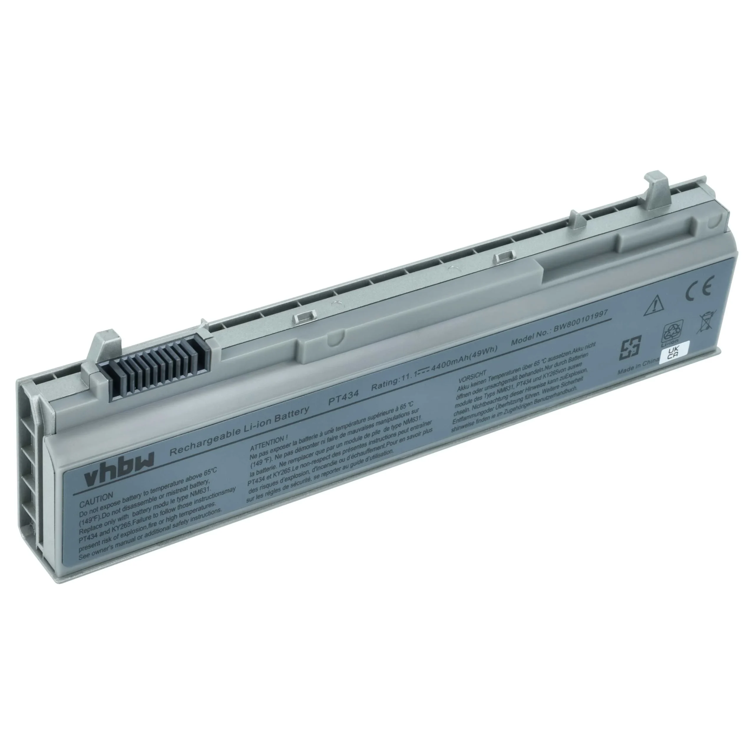 Batterie remplace Dell 0H1391, 0GU715 pour ordinateur portable Dell- 4400mAh 11,1V Li-ion, gris argenté