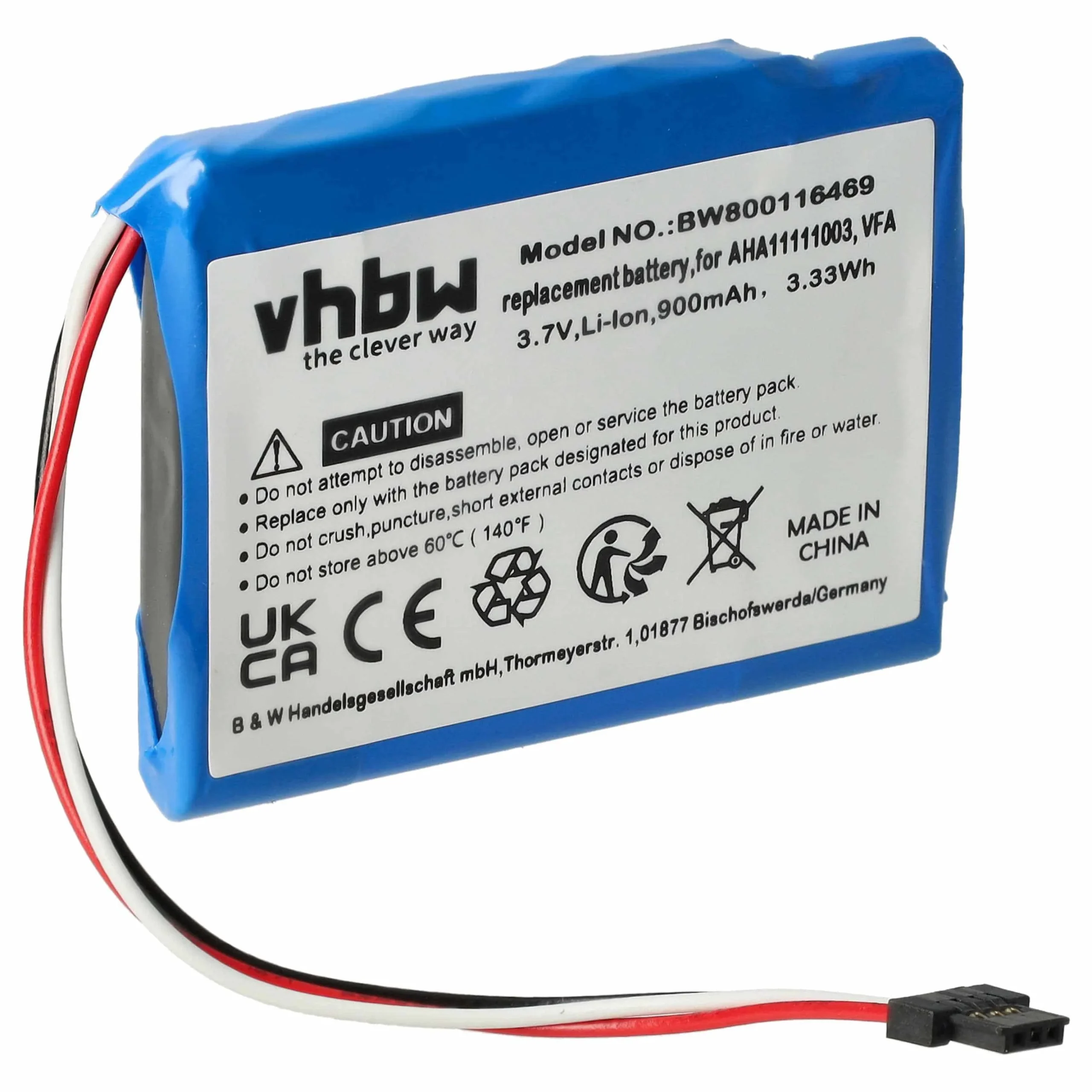 Batterie remplace TomTom AHA11111003, VFA pour navigation GPS TomTom - 900mAh 3,7V Li-ion