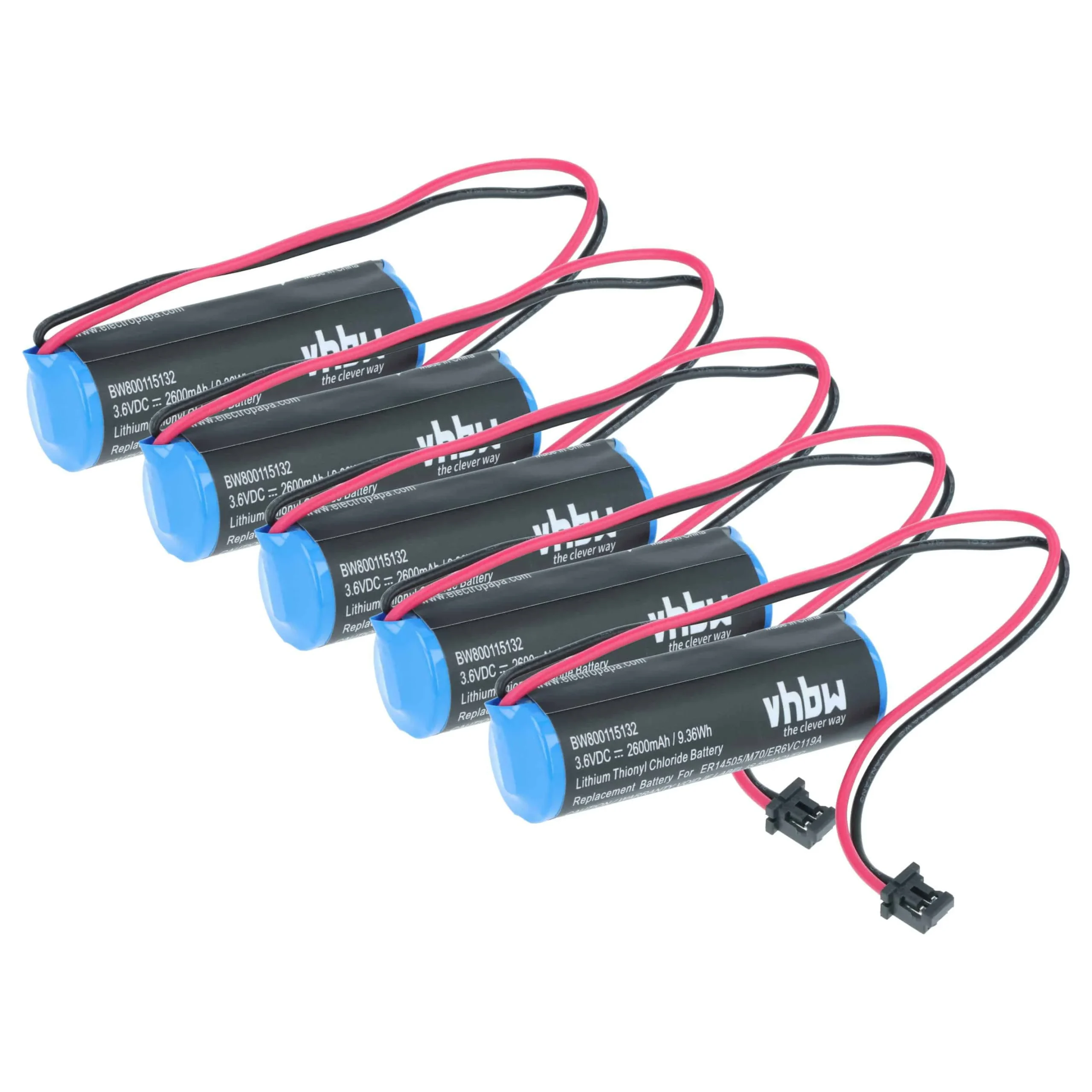 5x Piles pour système CNC Mitsubishi M70, MR-J3- 2600mAh 3,6V Li-ion