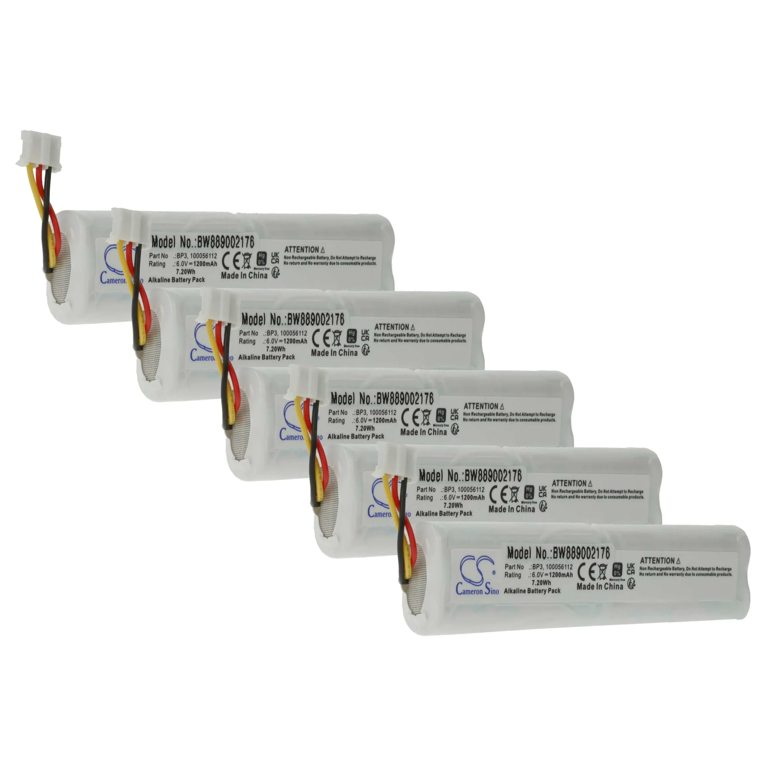 5x Piles remplace Telenot BP3, 100056112 pour centrale d'alarme Telenot - 1200mAh 6V alcaline