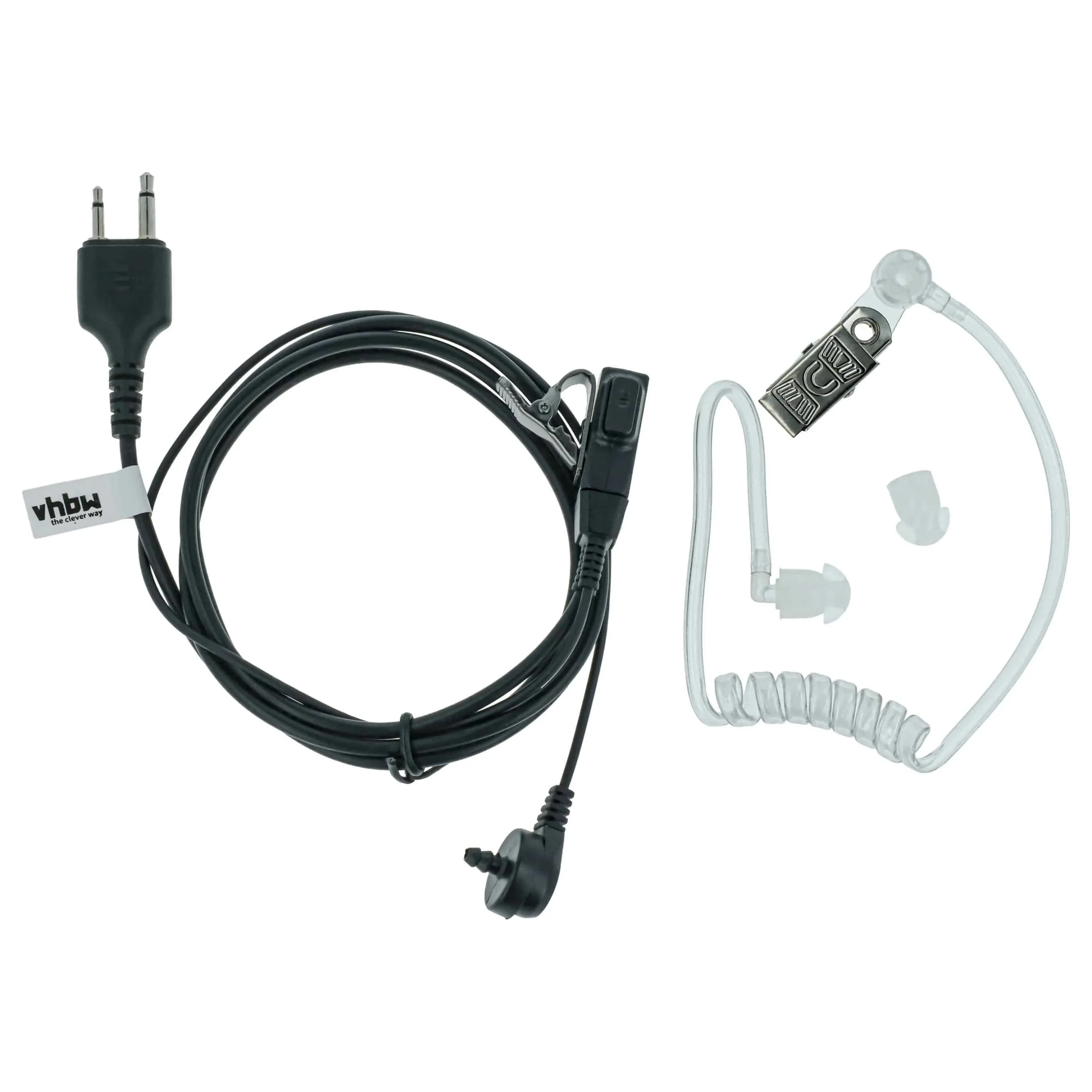 Oreillette de talkie-walkie pour Icom IC-24AT et autres - Avec microphone PTT + support clip, noir