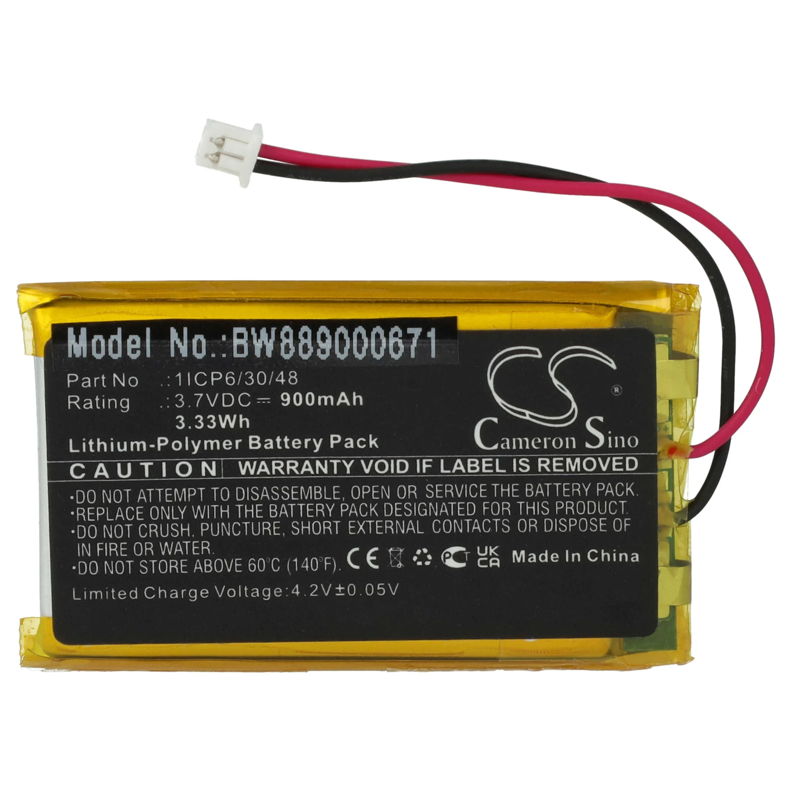 Batterie remplace Sanitas 1ICP6/30/48 pour moniteur bébé Sanitas - 900mAh 3,7V Li-polymère