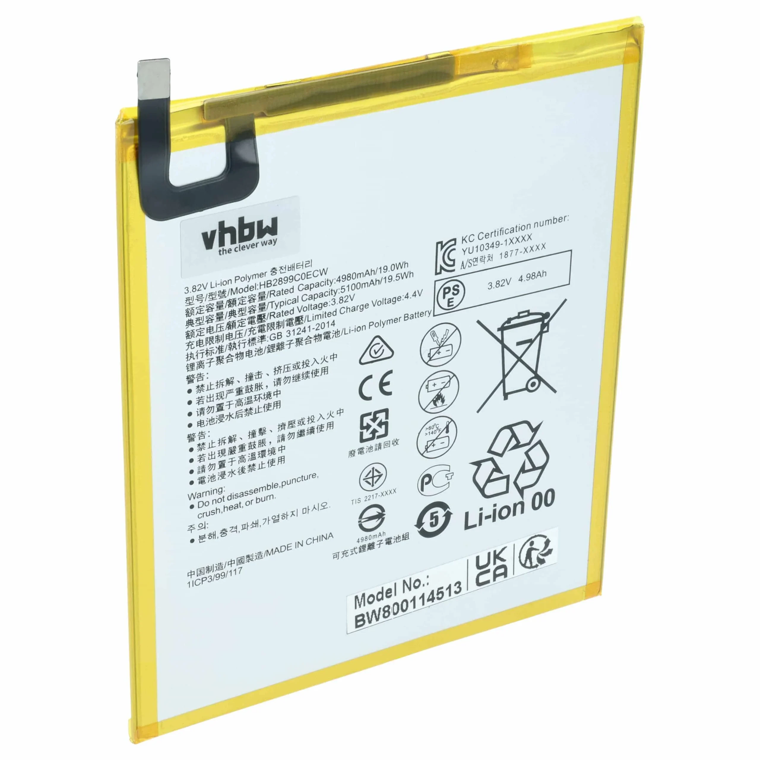Batterie remplace Huawei HB2899C0ECW tablette - 5100mAh 3,82V Li-polymère