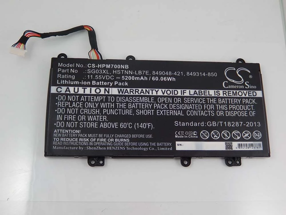 Batterie remplace HP 849049-421, 849048-421 pour ordinateur portable HP- 5200mAh 11,55V Li-ion, noir