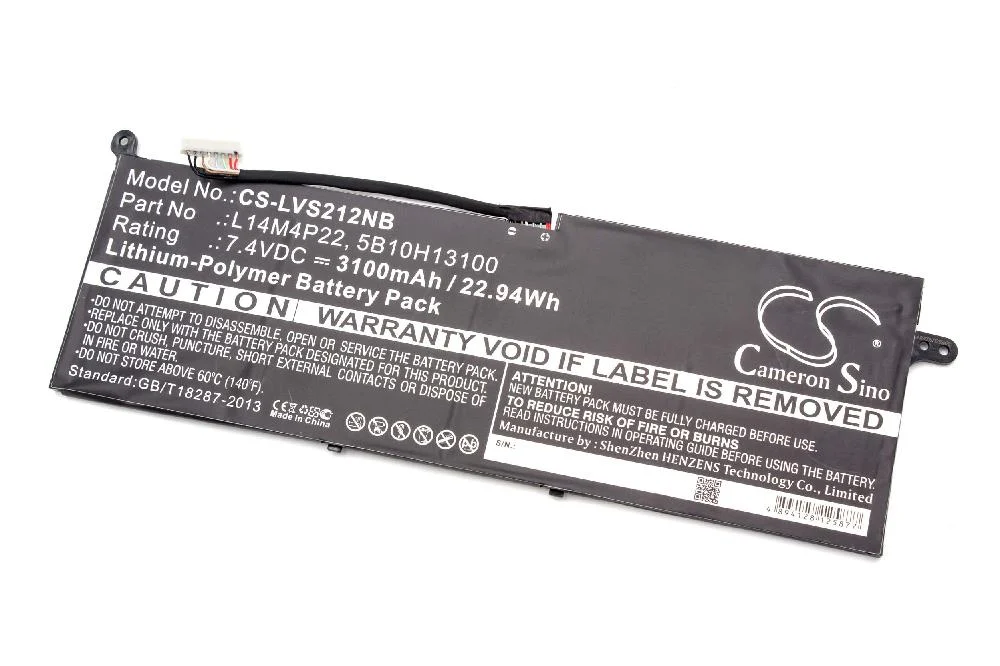 Batterie remplace Lenovo L14M4P22, 5B10H13100 pour ordinateur portable Lenovo- 3100mAh 7,4V Li-polymère