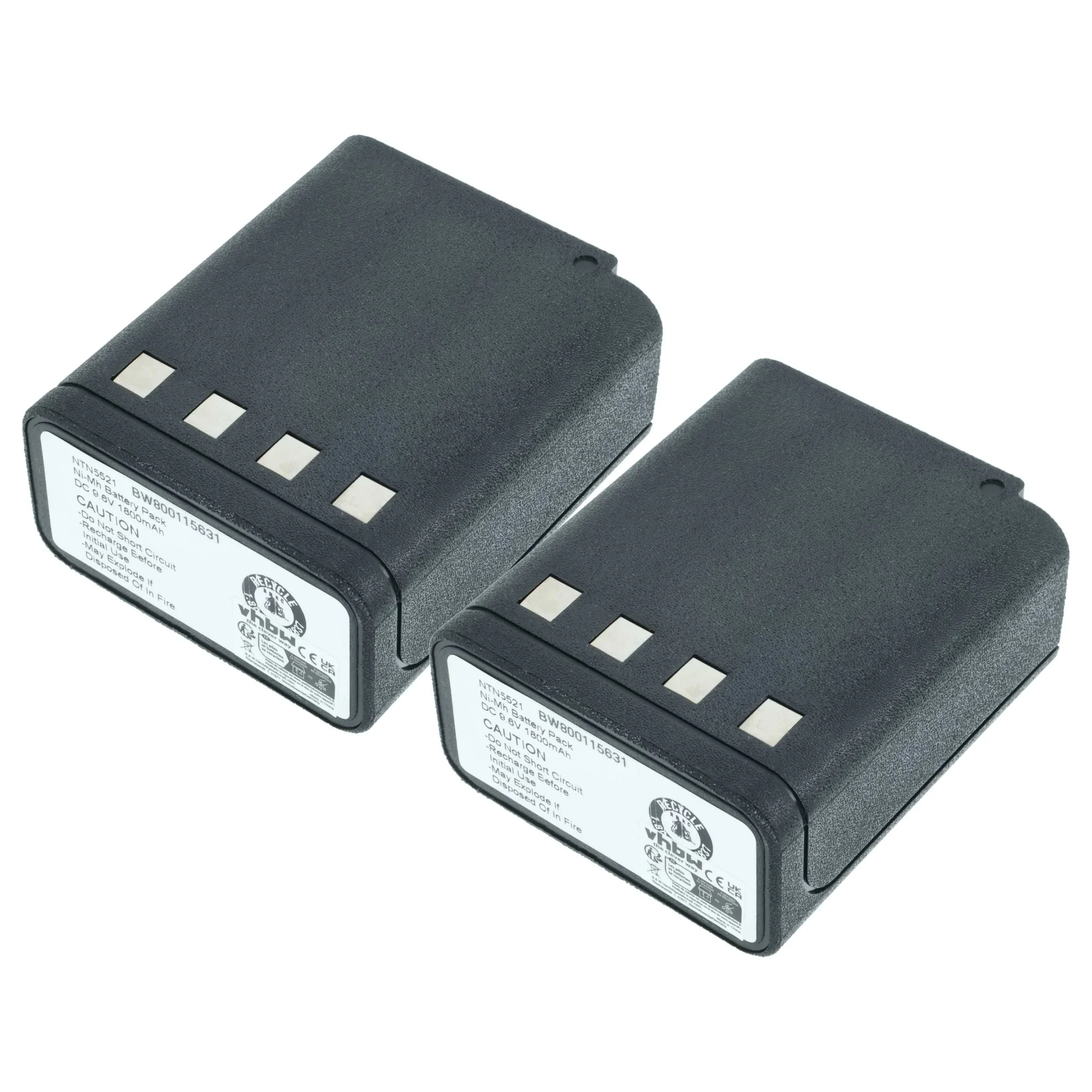 2x Batteries remplace Bullard BU32H1-A, BNH-5447TIC pour radio talkie-walkie Bullard- 1800mAh 9,6V NiMH