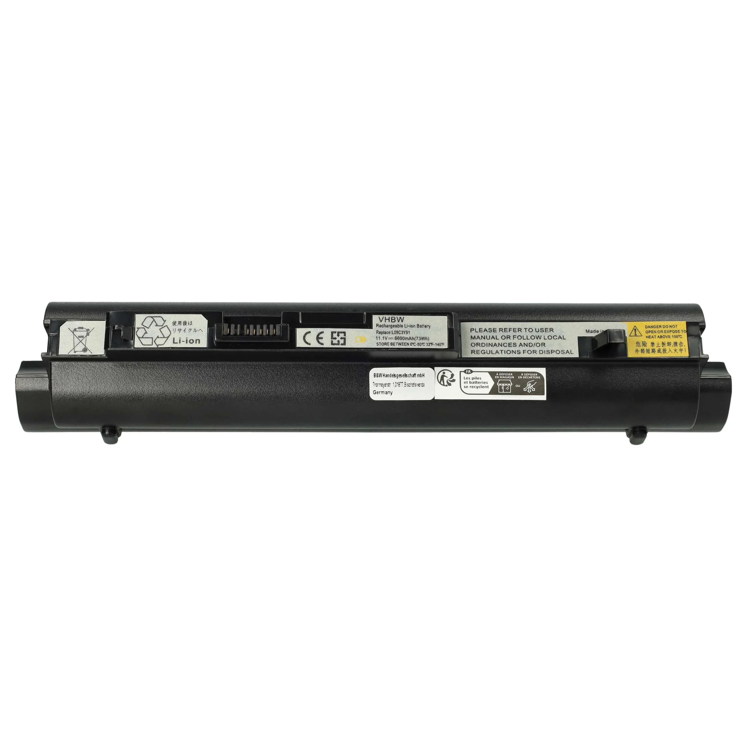 Batterie remplace Lenovo 55Y9383, 55Y9382, 57Y6273 pour ordinateur portable Lenovo- 6600mAh 11,1V Li-ion, noir