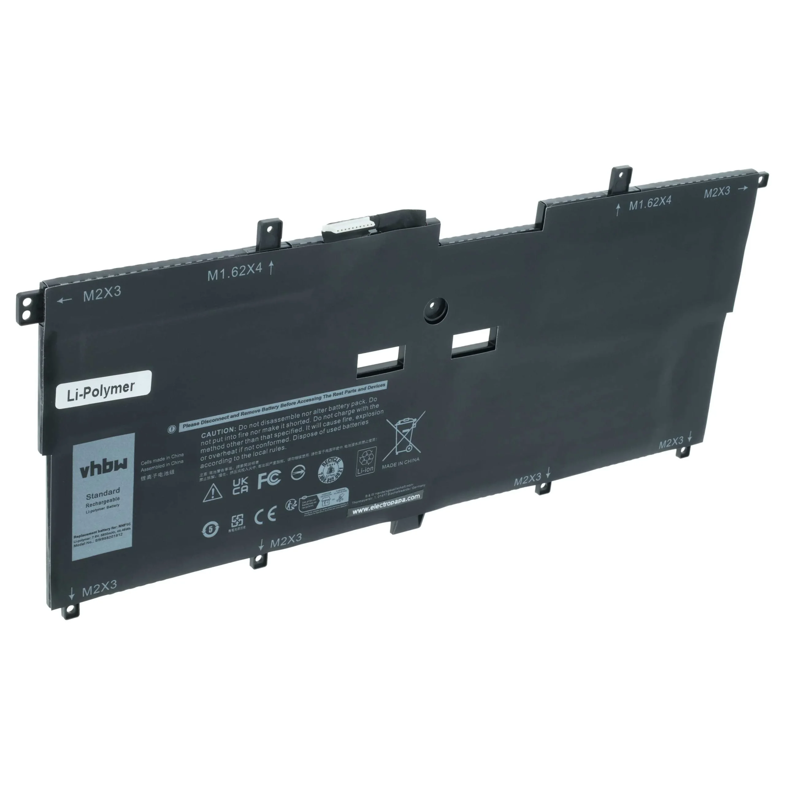 Batterie remplace Dell 0NNF1C, 0HMPFH, NNF1C, HMPFH pour ordinateur portable Dell- 5850mAh 7,6V Li-polymère