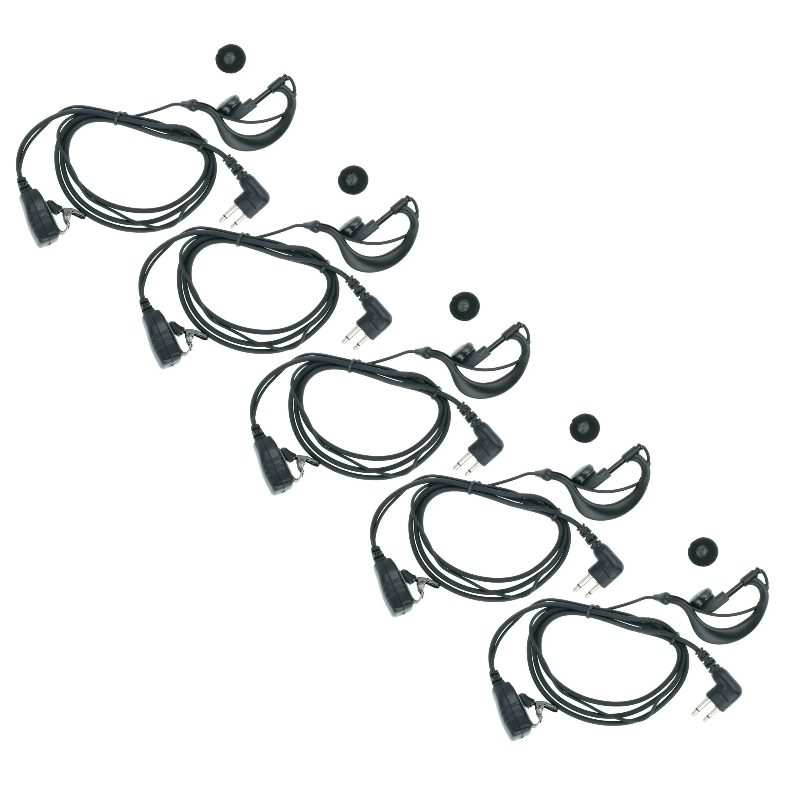 5x Oreillette de talkie-walkie pour Motorola GP300 et autres - Avec touche de réponse + support clip, noir