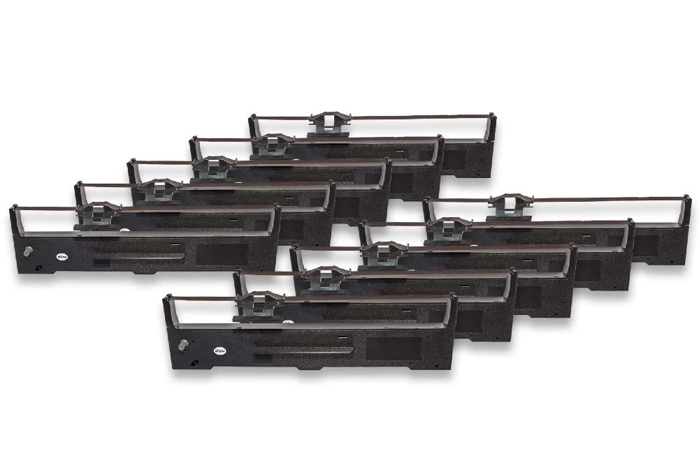 10x Ruban encreur remplace Epson C13S015337 pour imprimante matricielle / étiquette - noir