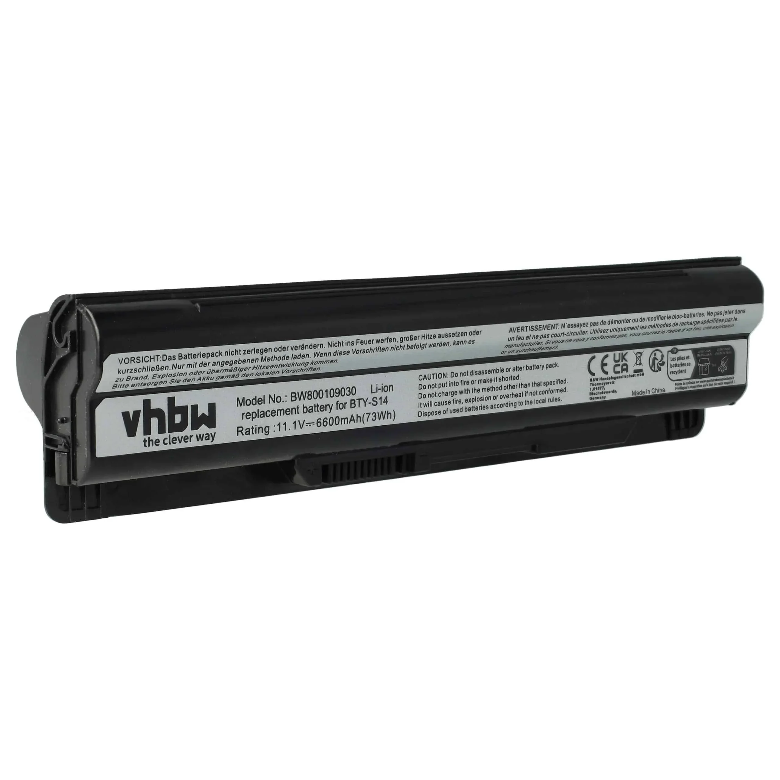 Batterie remplace Medion 40029231, 40029683, 40029150 pour ordinateur portable MSI- 6600mAh 11,1V Li-ion, noir