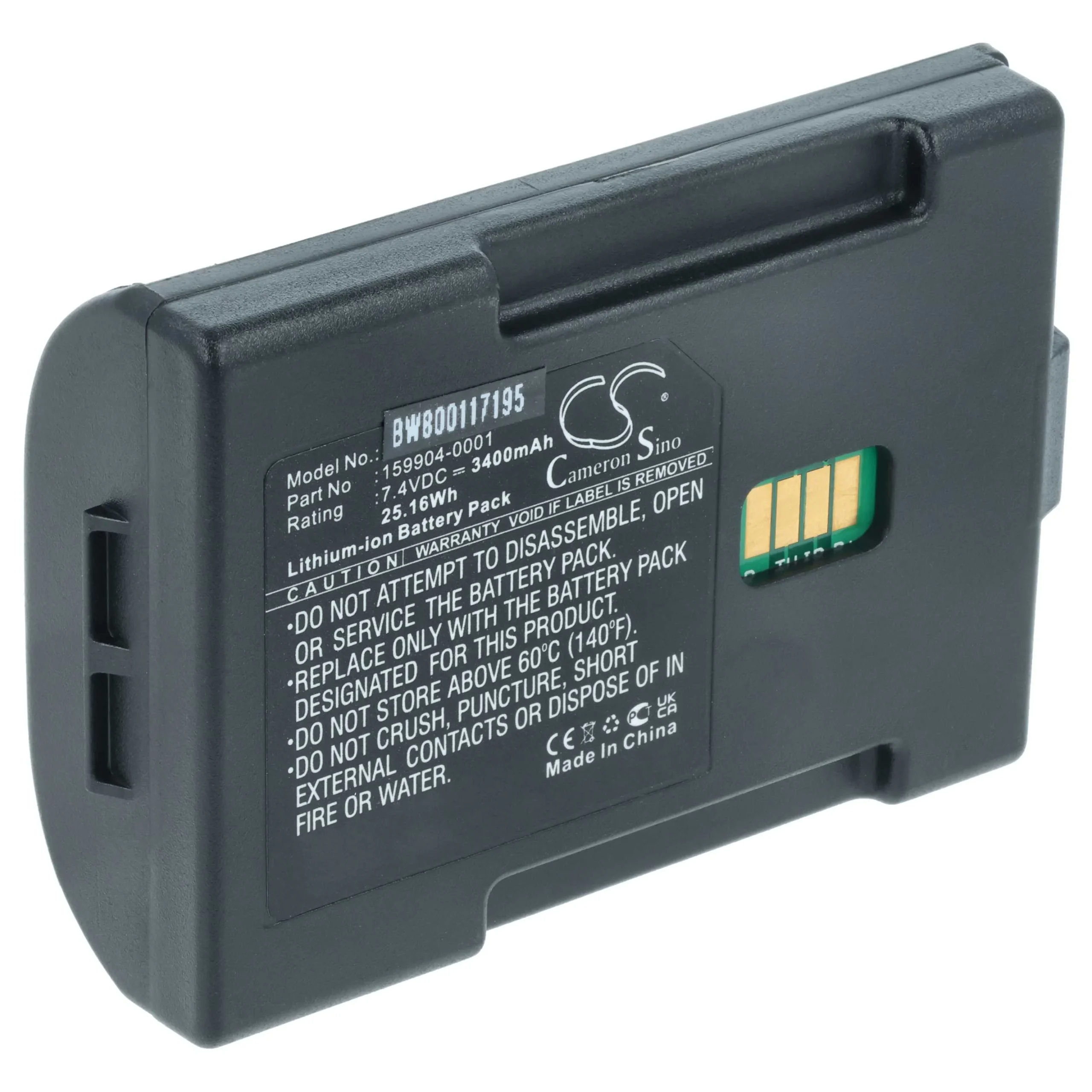 Batterie remplace LXE 161772-0001, 163467-0001, 159904-0001 pour scanner de code-barre Lxe - 3400mAh 7,4V