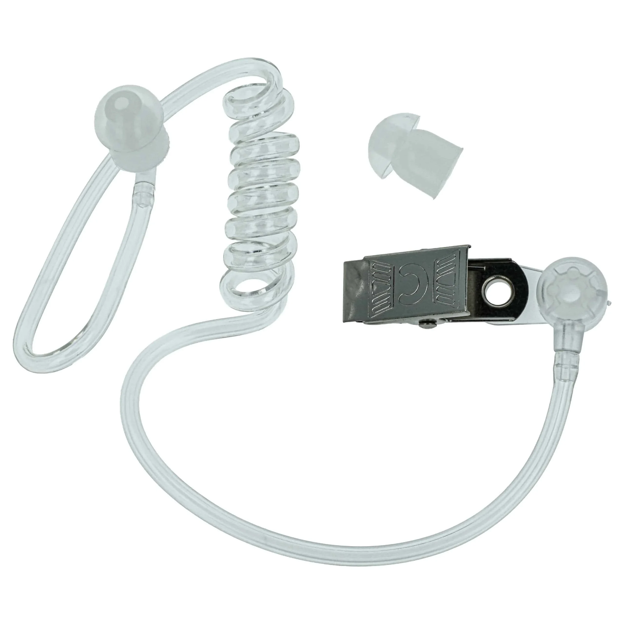 Tube acoustique pour écouteurs Motorola FTN6707 - avec embout, adaptateur + clip, transparent, blanc