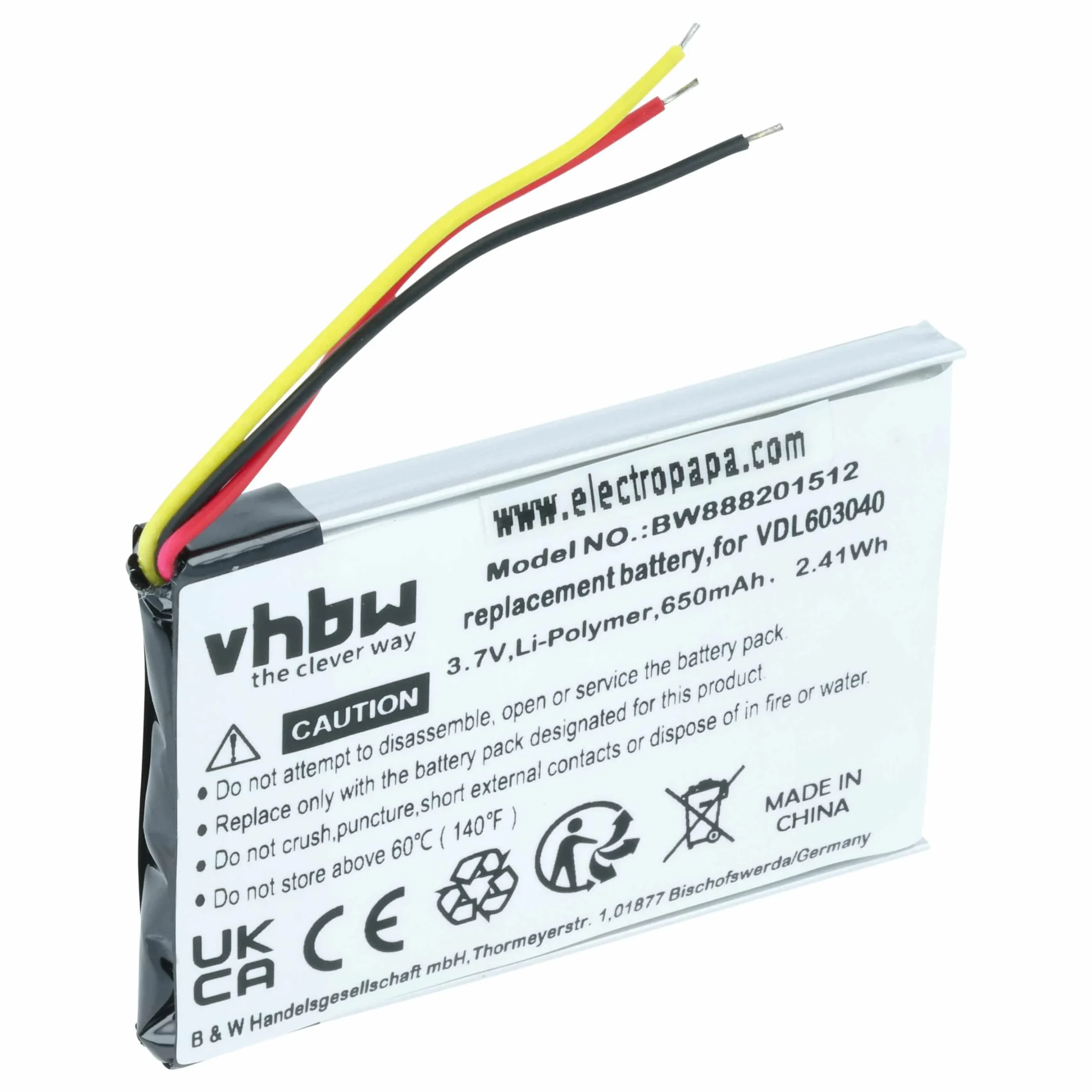 Batterie remplace Marshall VDL603040 casque audio Marshall - 650mAh 3,7V Li-polymère