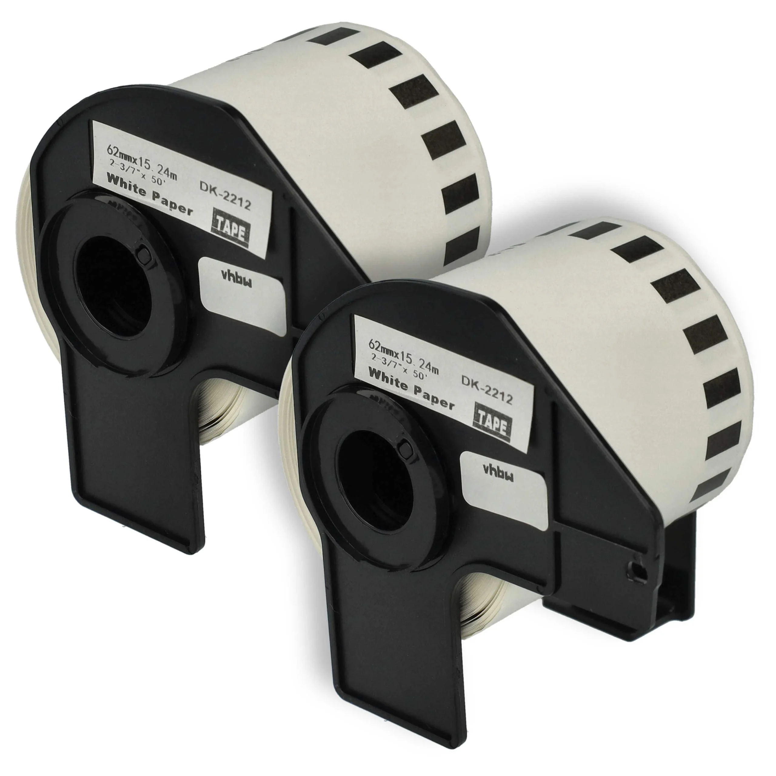 2x Étiquette remplacent Brother DK-22212 pour imprimante étiqueteuse - 62mm x 15,24m + support