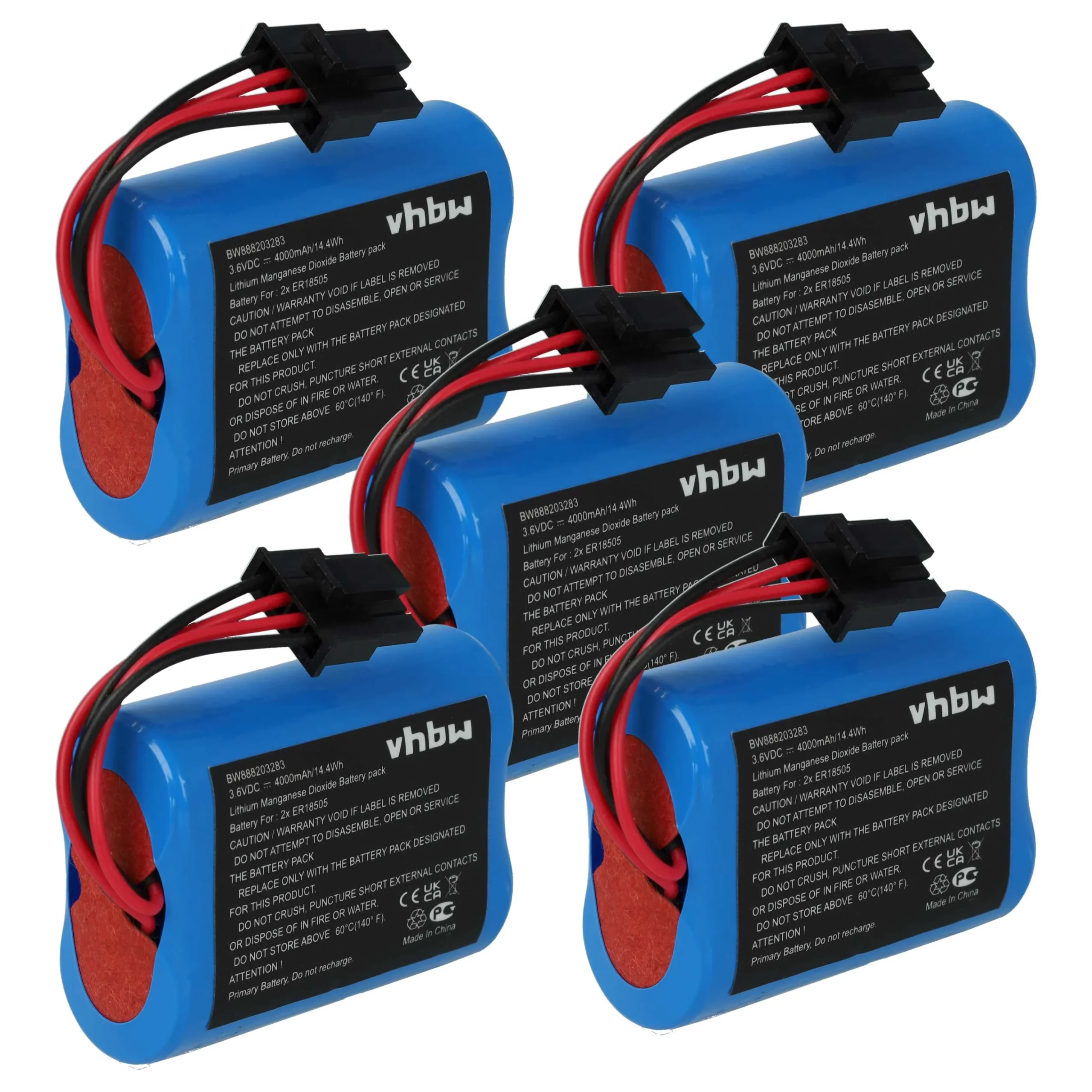 5x Piles remplace Visonic 103-304742-2, 2XER18505M pour centrale d'alarme Visonic - 4000mAh 3,6V Li-SOCl2