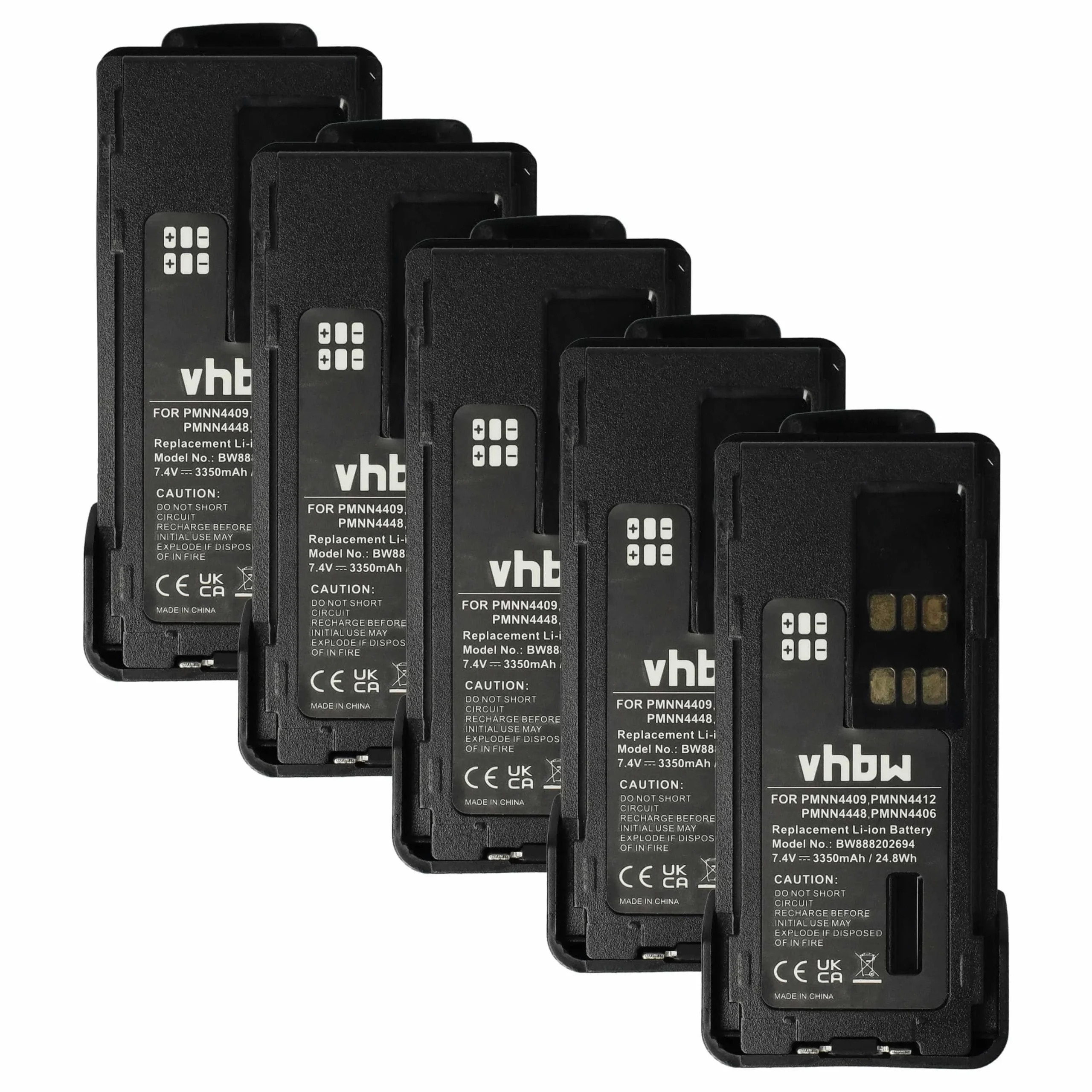 5x Batteries remplace Motorola PMNN4406BR, PMNN4406 pour radio talkie-walkie Motorola- 3350mAh 7,4V Li-ion