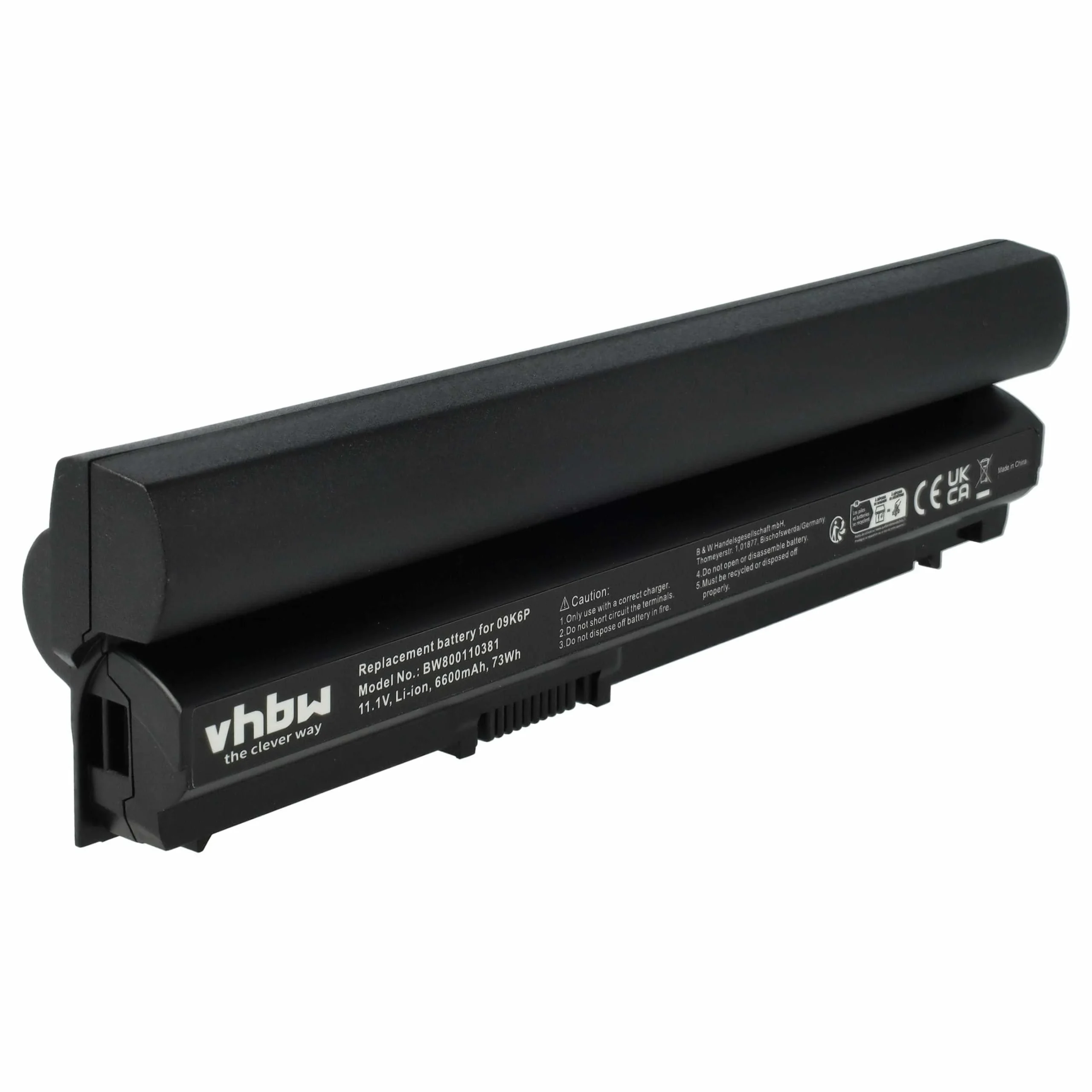 Batterie remplace Dell 09K6P, 11HYV, 0F7W7V pour ordinateur portable Dell- 6600mAh 11,1V Li-ion, noir