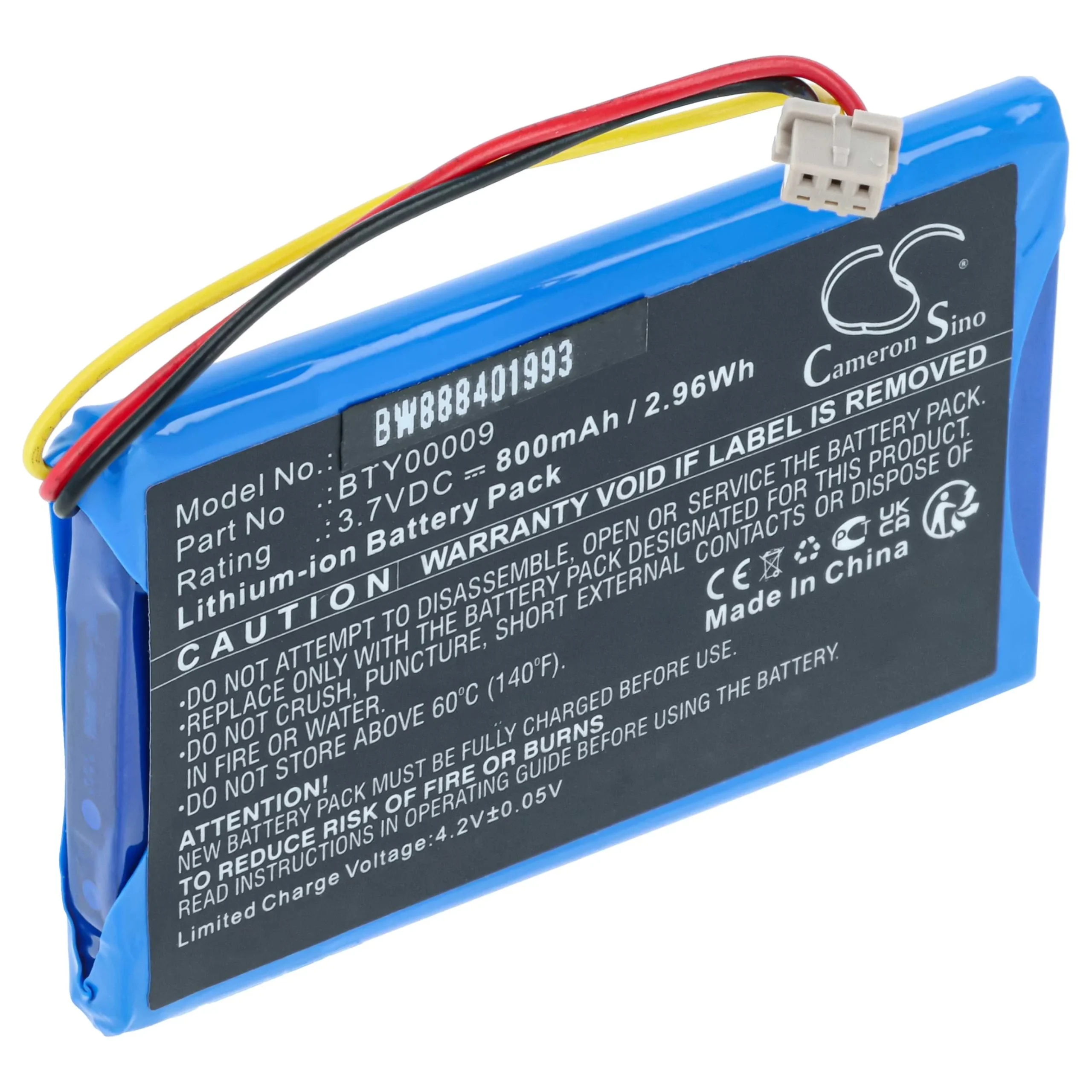 Batterie remplace Ingenico BTY00009, FPS16020002419 pour lecteur de carte Ingenico - 800mAh 3,7V Li-ion