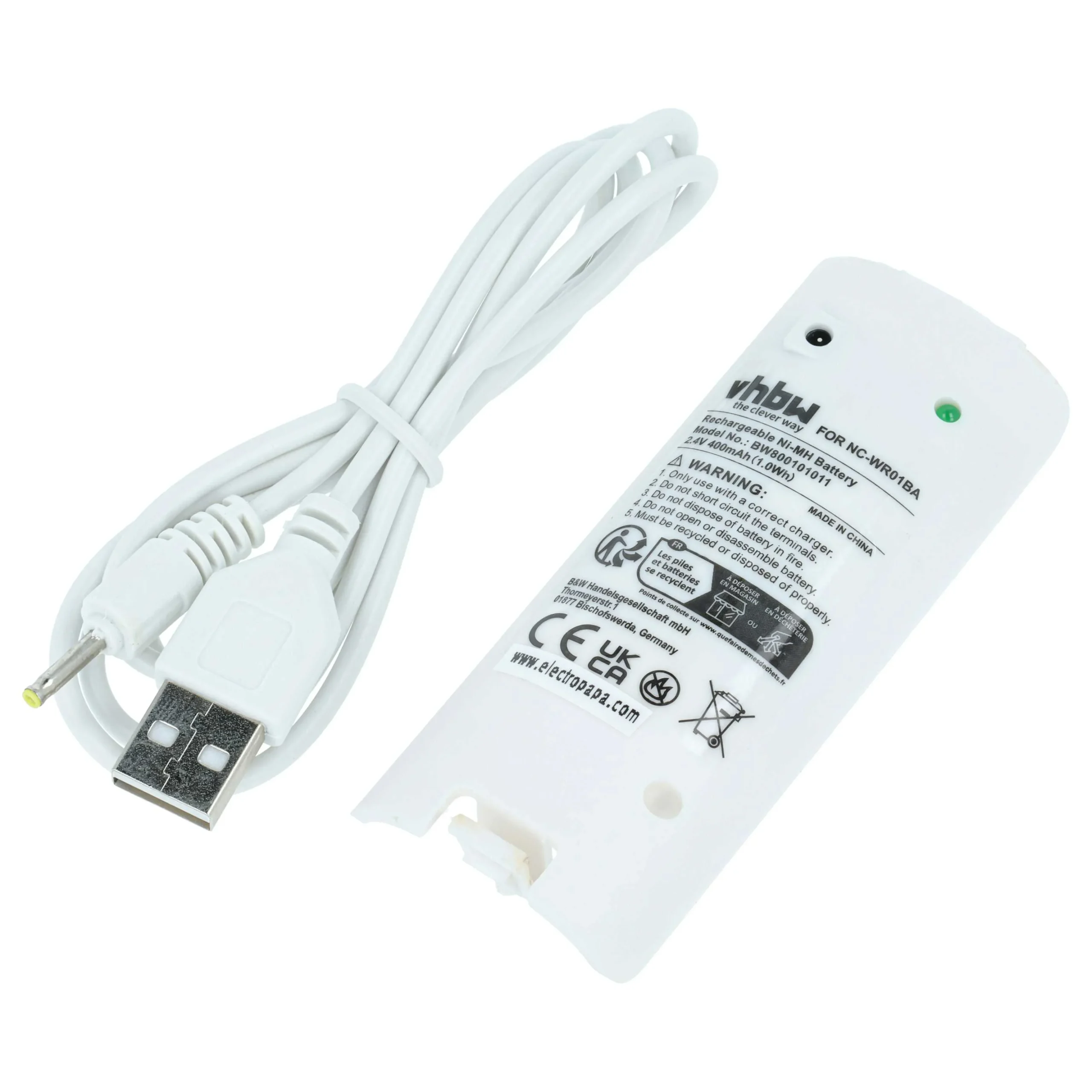 Batterie remplace Nintendo NC-WR01BA manette de jeu - 400mAh 2,4V NiMH