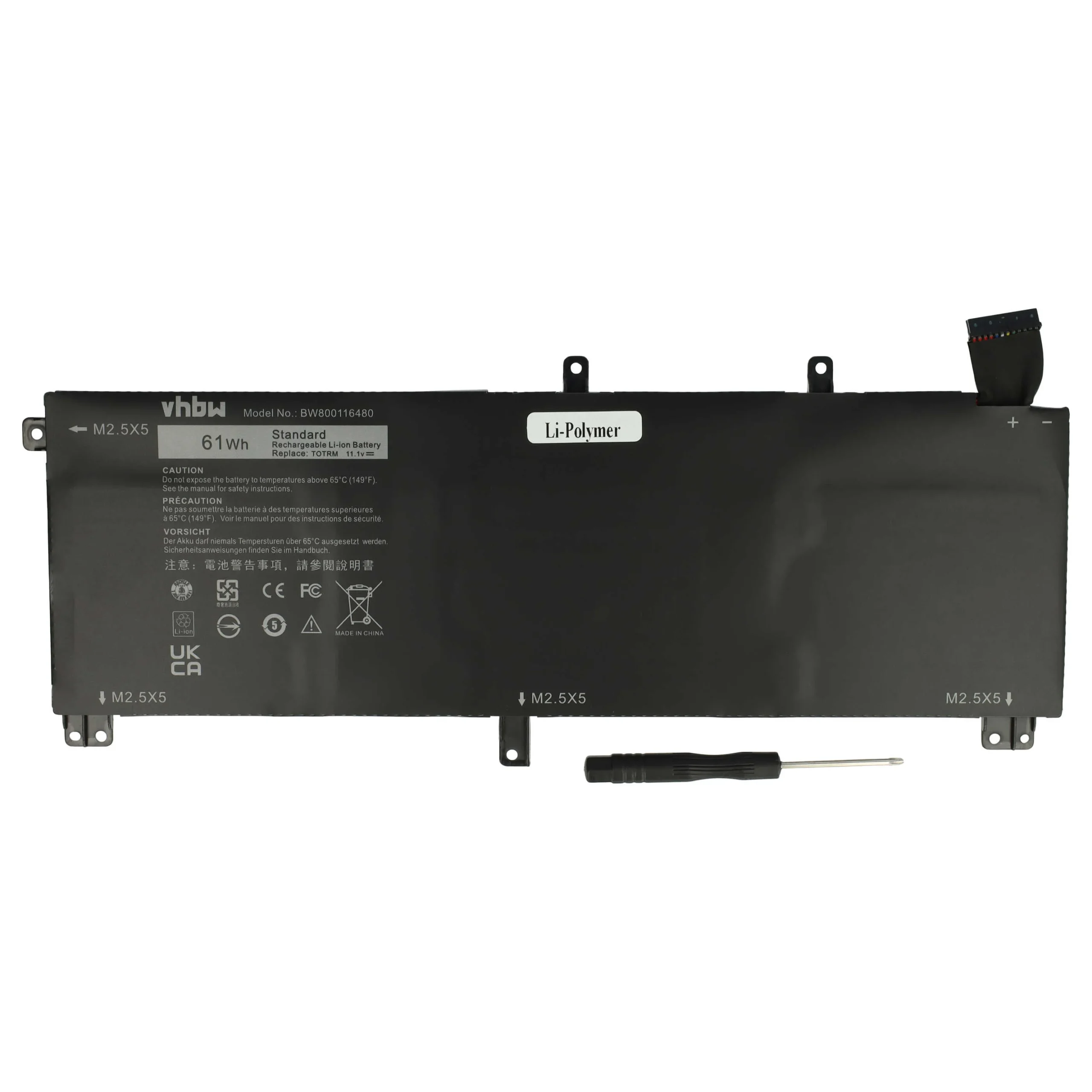 Batterie remplace Dell 0H76MY, 245RR, 7D1WJ, 07D1WJ pour ordinateur portable Dell- 5400mAh 11,1V Li-polymère