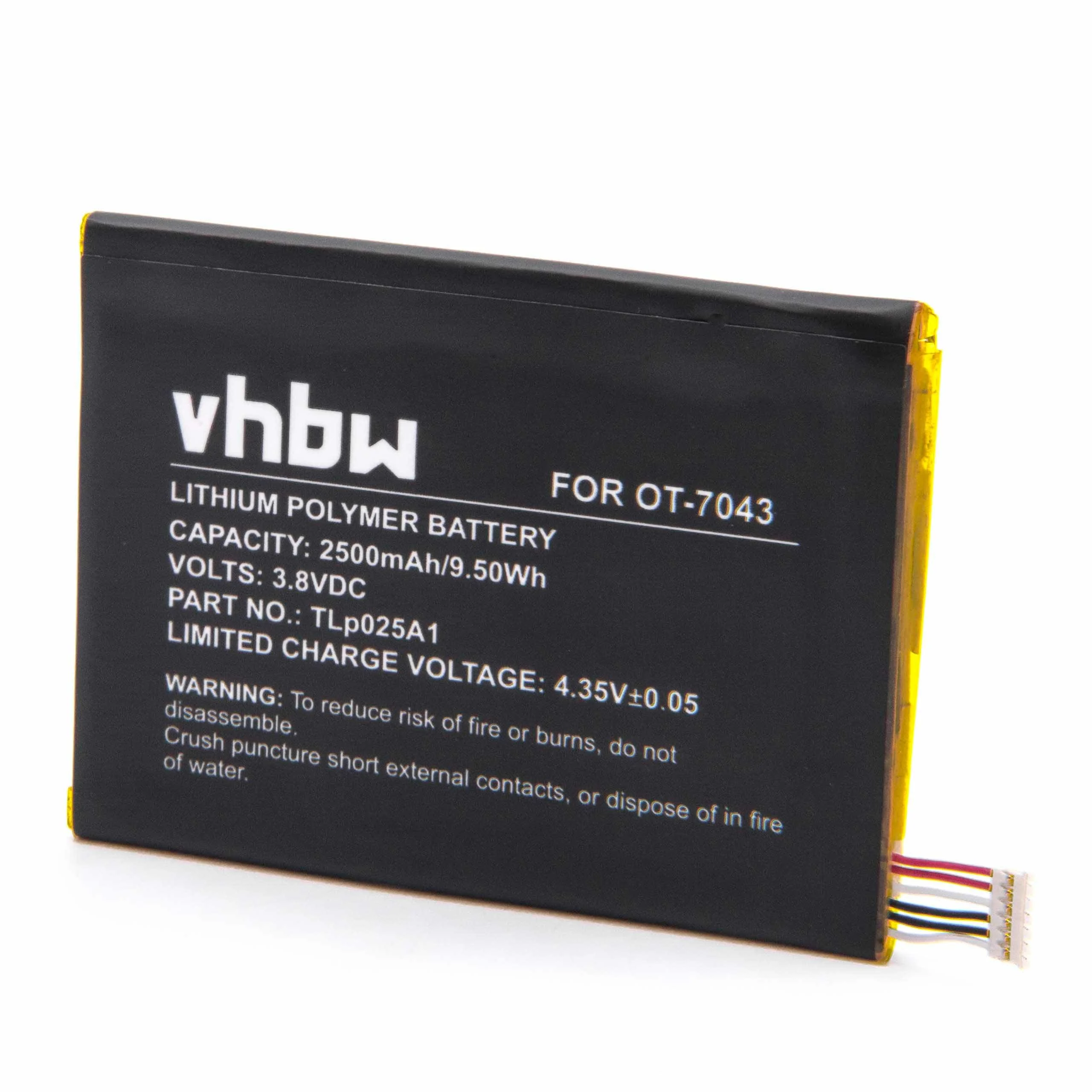 Batterie remplace Vodafone TLp025A1 téléphone portable Vodafone - 2500mAh 3,8V Li-polymère