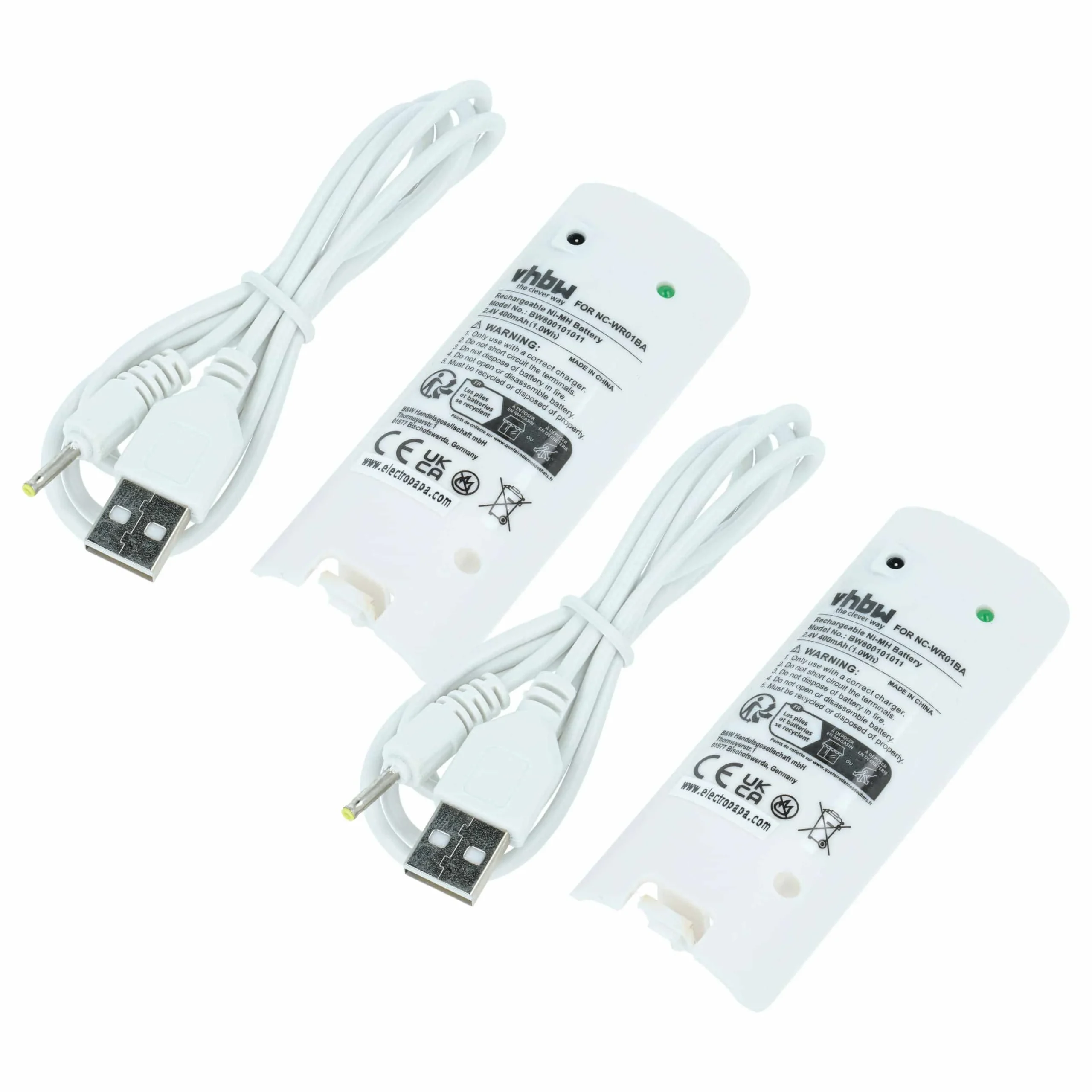 Batterie (2 pcs.) remplace Nintendo NC-WR01BA manette de jeu - 400mAh 2,4V NiMH