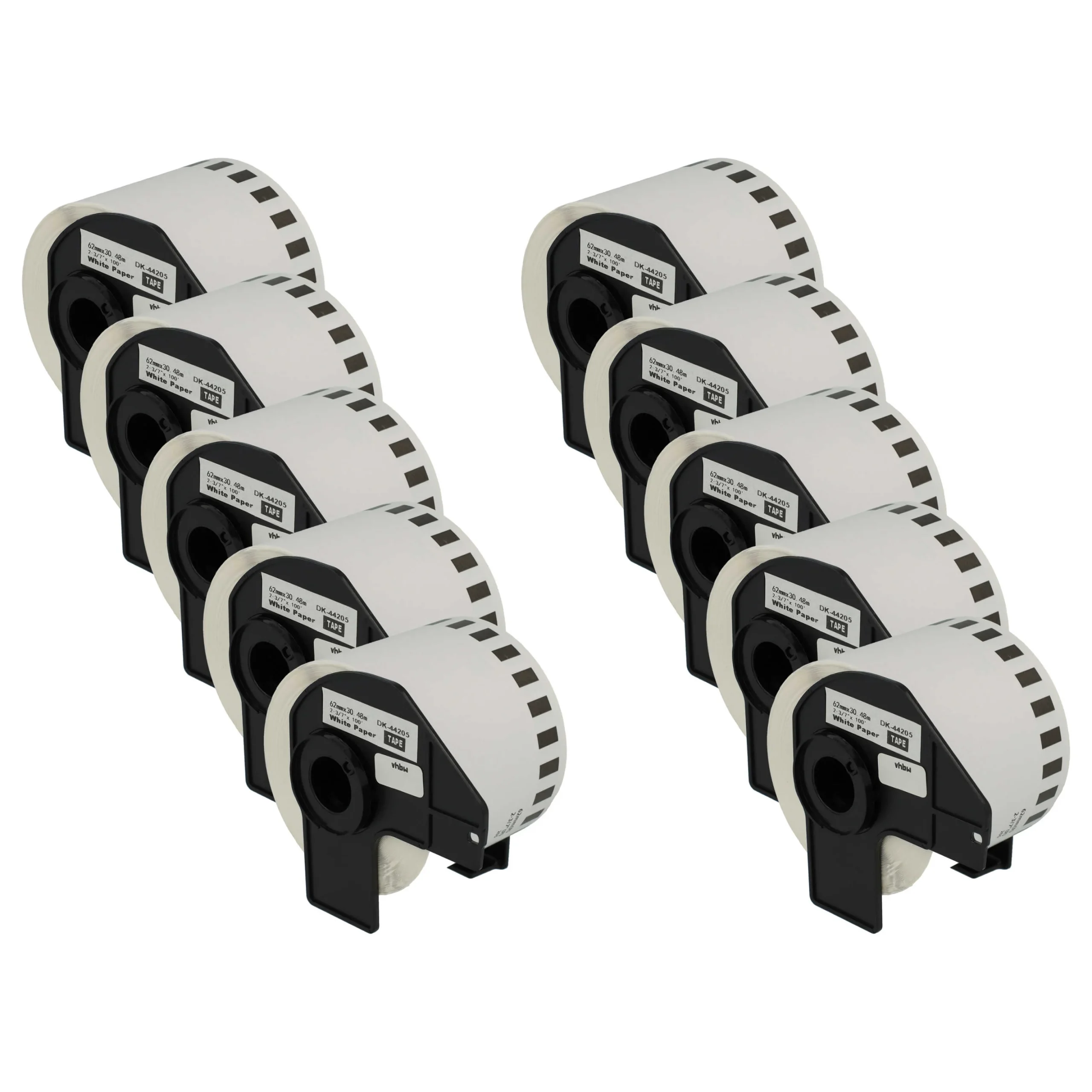 10x Étiquette remplacent Brother DK-44205 pour imprimante étiqueteuse - premium 62mm x 30,48m + support