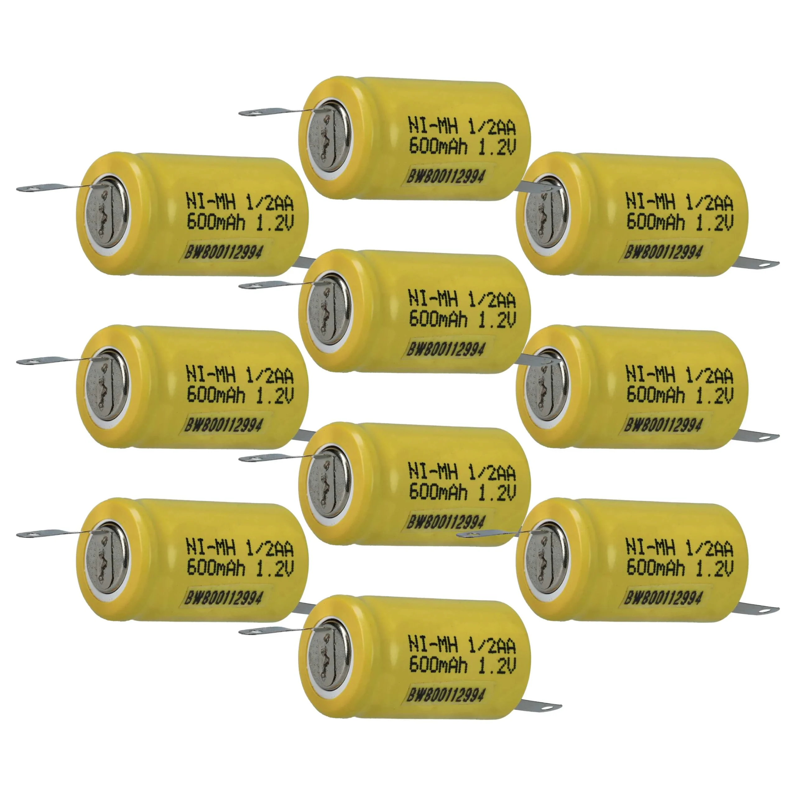 Batterie (10 pcs.) remplace 1/2AA modèle radio-télécommandé - 600mAh 1,2V NiMH