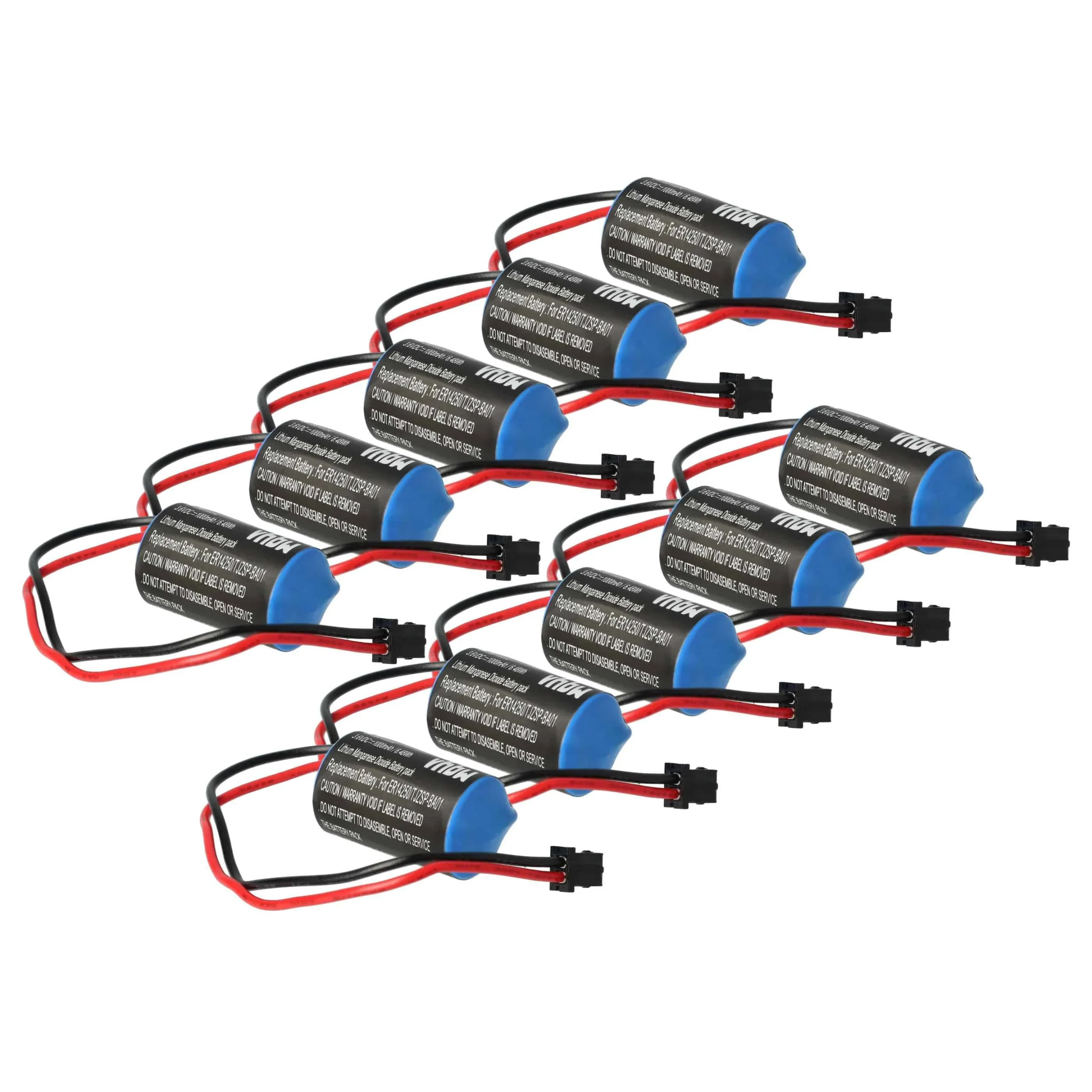 10x Piles remplace Omron R88A-BAT02W, JZSP-BA01, JZSP-BA0-1 pour servomoteur Omron - 1000mAh 3,6V Li-MnO2