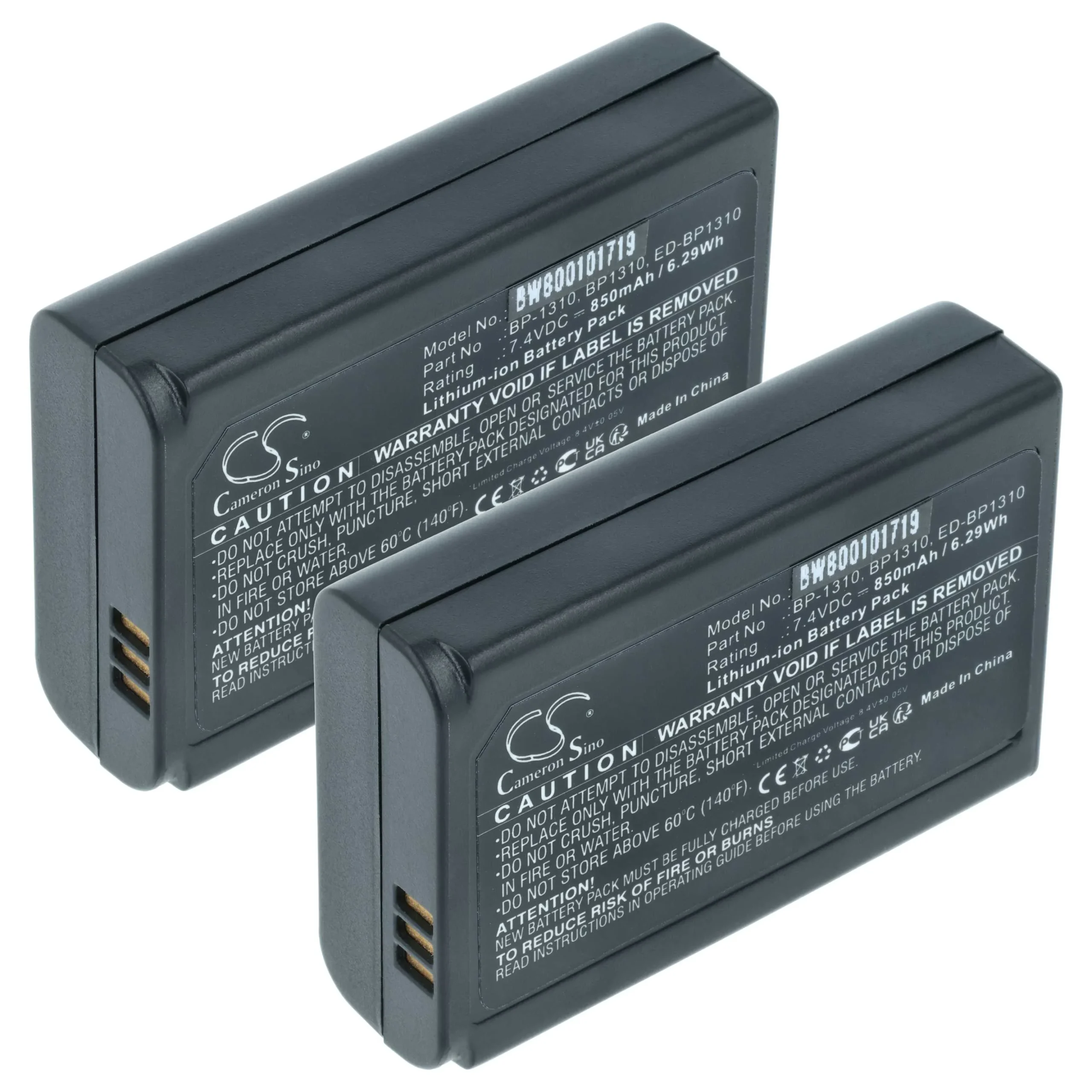 2x Batteries remplace Samsung AD43-00192A, BP1310, BP-1310 pour appareil photo Samsung- 1000mAh 7,2V Li-ion