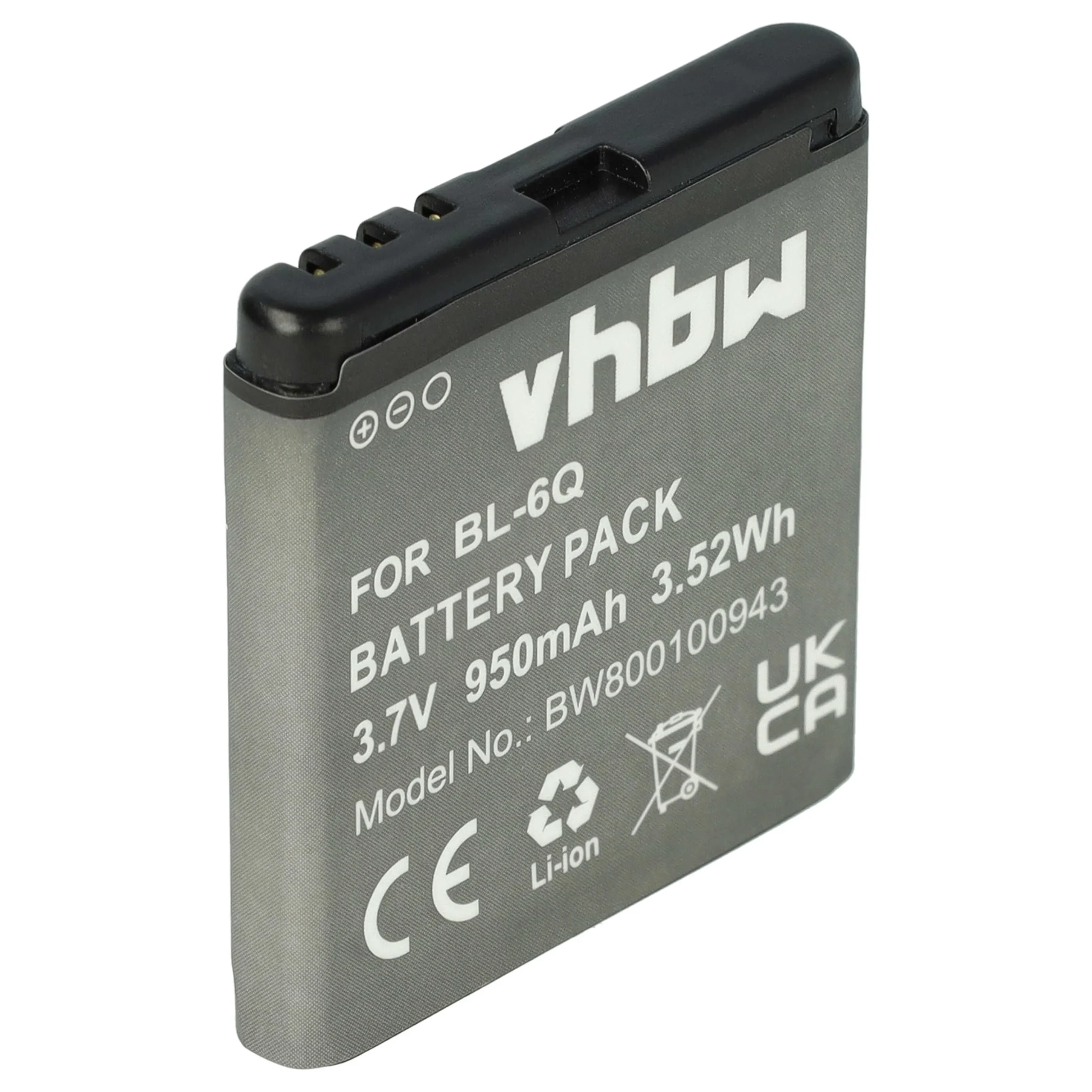 Batterie remplace Nokia BL-6Q téléphone portable Nokia - 950mAh 3,7V Li-ion