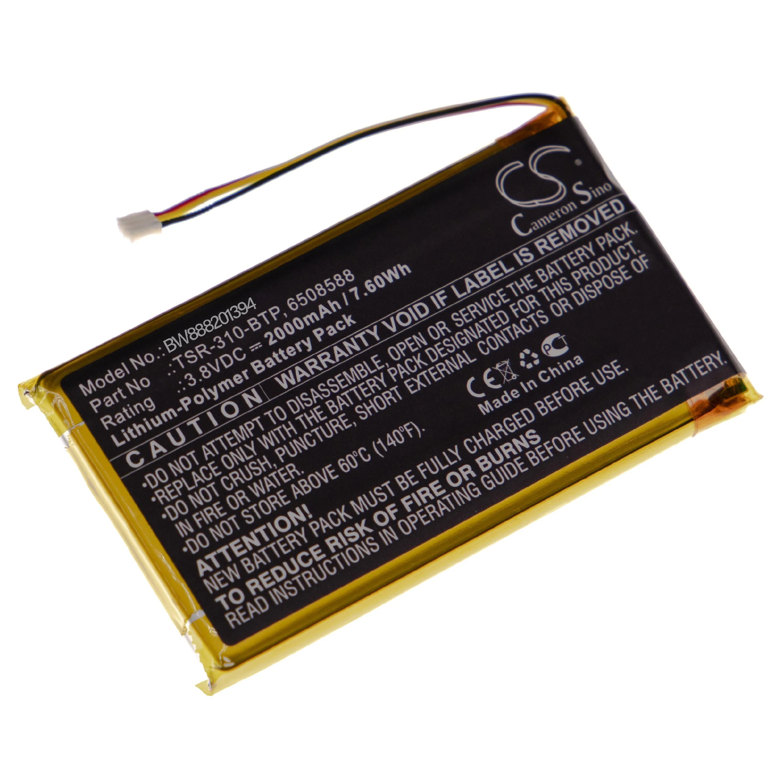 Batterie remplace Crestron 6508588, TSR-310-BTP pour ordinateur de poche Crestron - 2000mAh 3,8V Li-polymère
