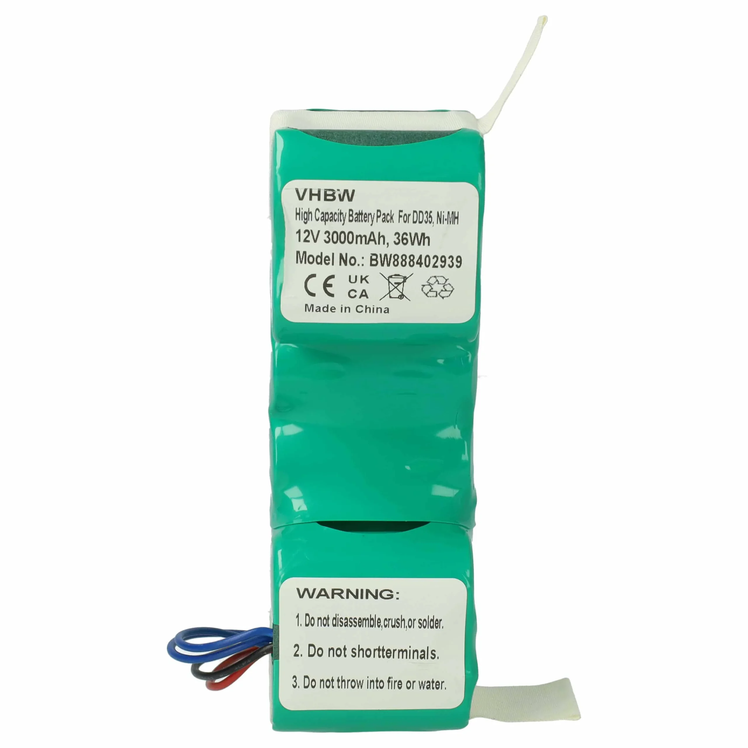 Batterie remplace Ecovacs DD3G, 10002167, 10001568, DM88, DD4G pour robot aspirateur iRobot - 3000mAh 12V NiMH