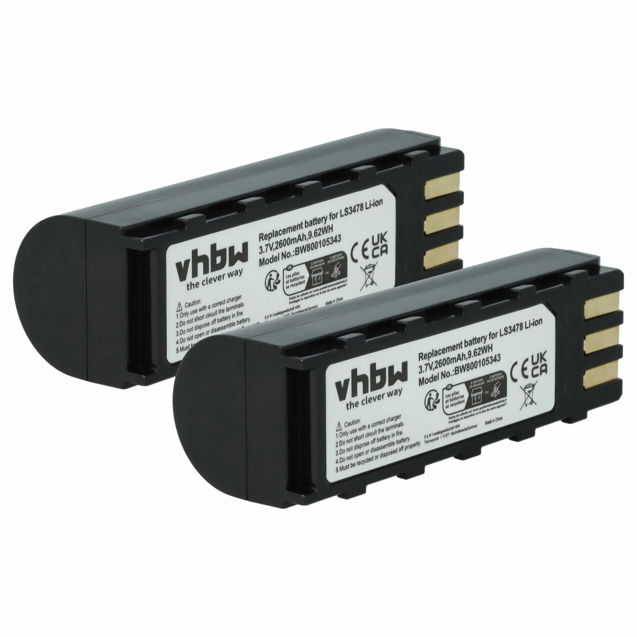 2x Batteries remplace Leuze 50120448 pour scanner de code-barre Symbol - 2600mAh 3,7V