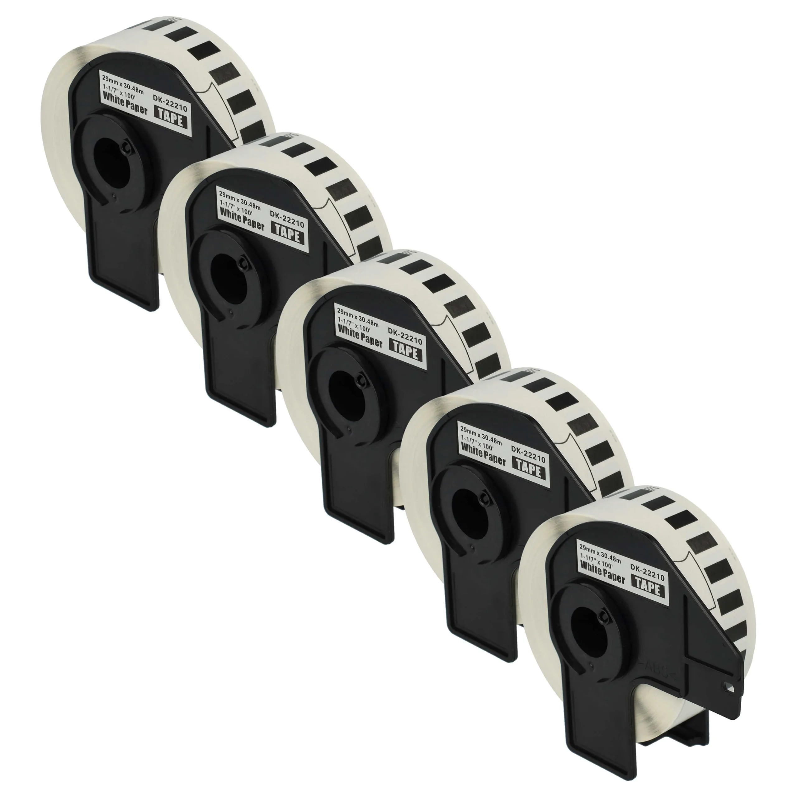 5x Étiquette remplacent Brother DK-22210 pour imprimante étiqueteuse - 29mm x 30,48m + support
