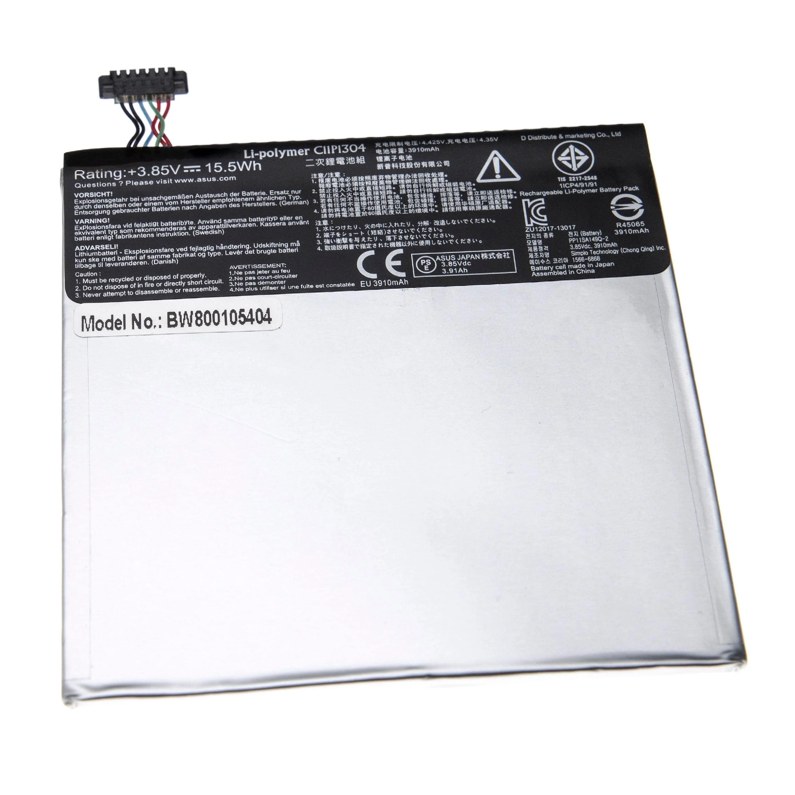 Batterie remplace Asus C11-P1304, C11PN51, C11P1326, C11P1304, C11PN9H tablette - 3910mAh 3,85V Li-polymère