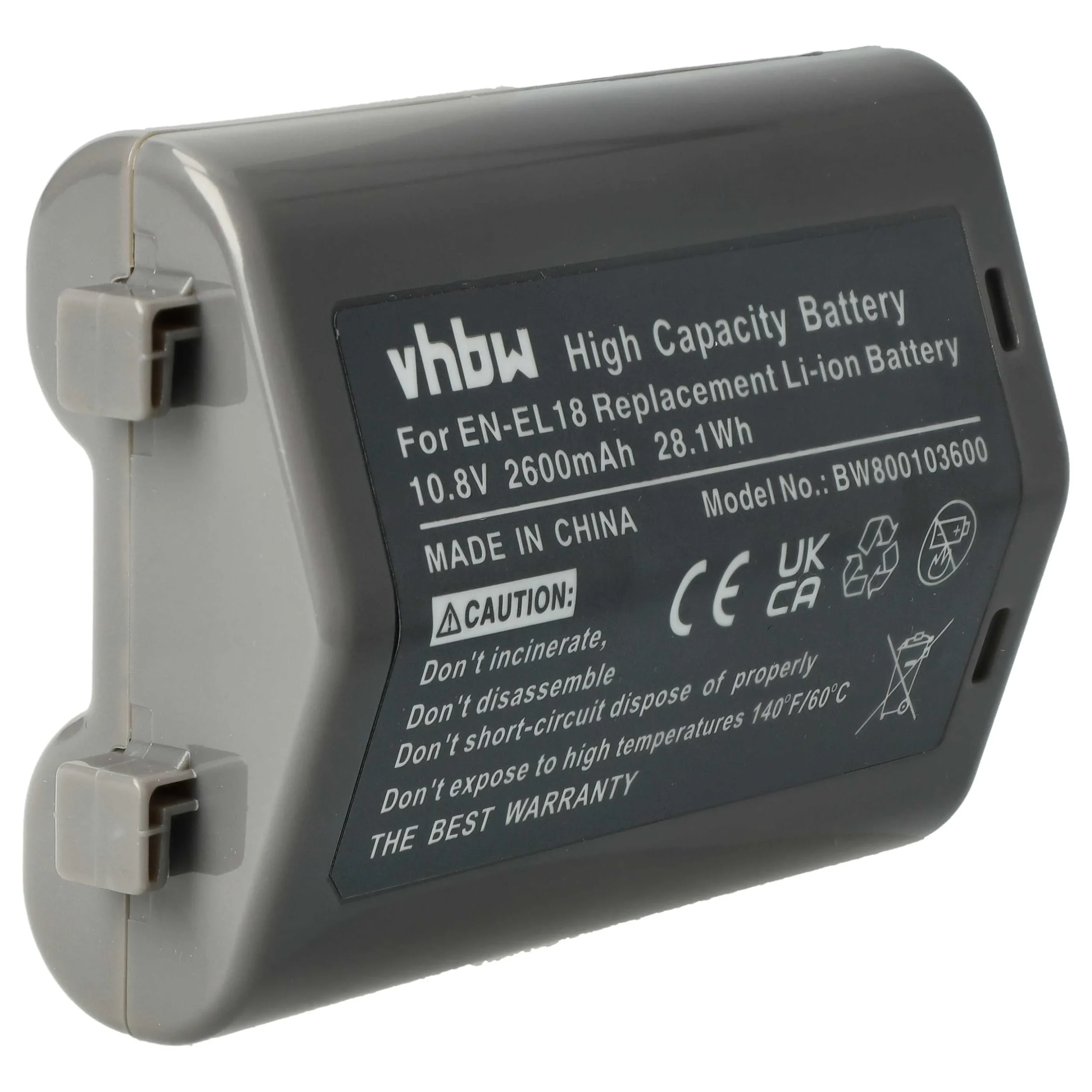 Batterie remplace Nikon EN-EL18 pour appareil photo Nikon- 2600mAh 10,8V Li-ion