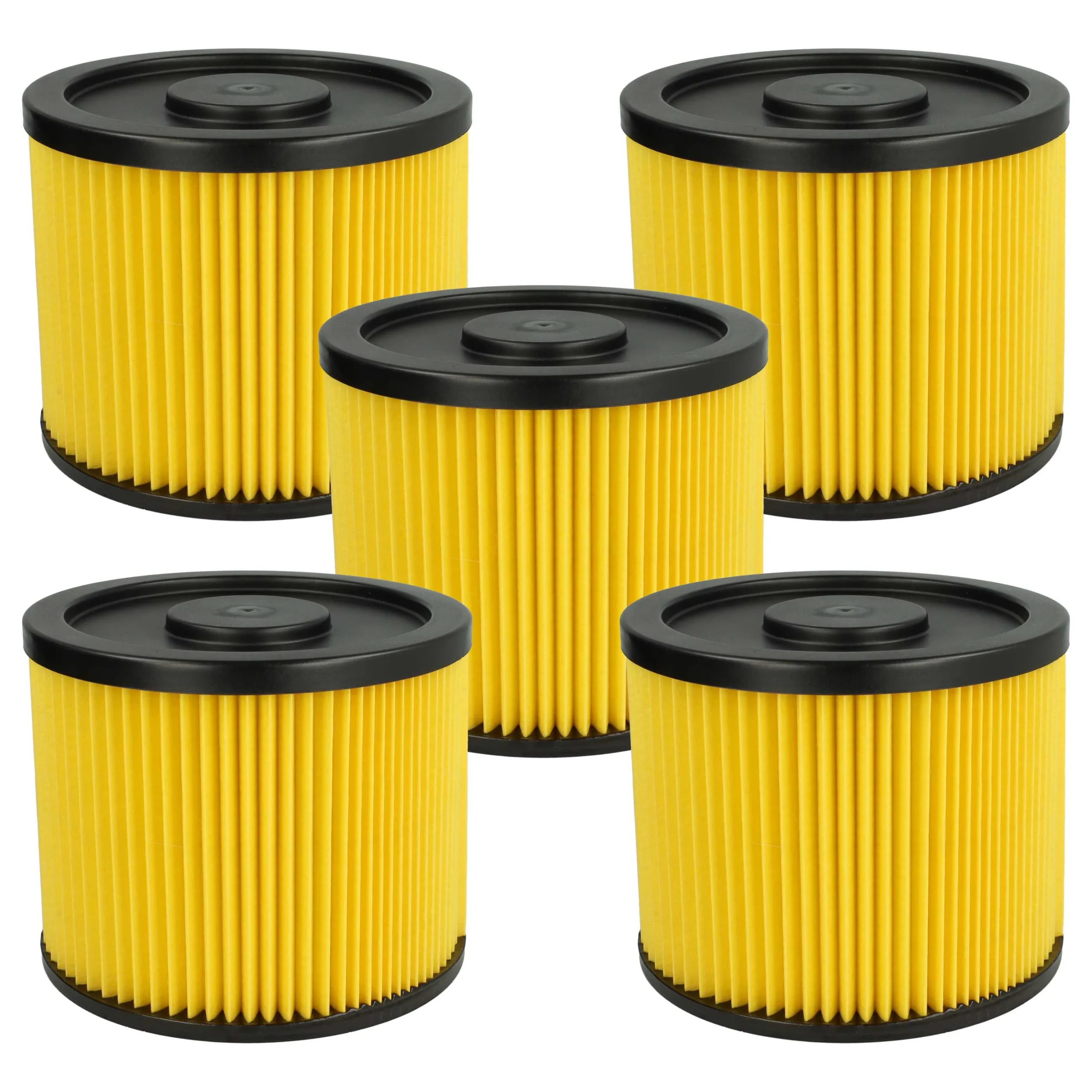 5x Filtre remplace Einhell 23.511.10, 2351110 pour aspirateur Basic - filtre plissé, jaune