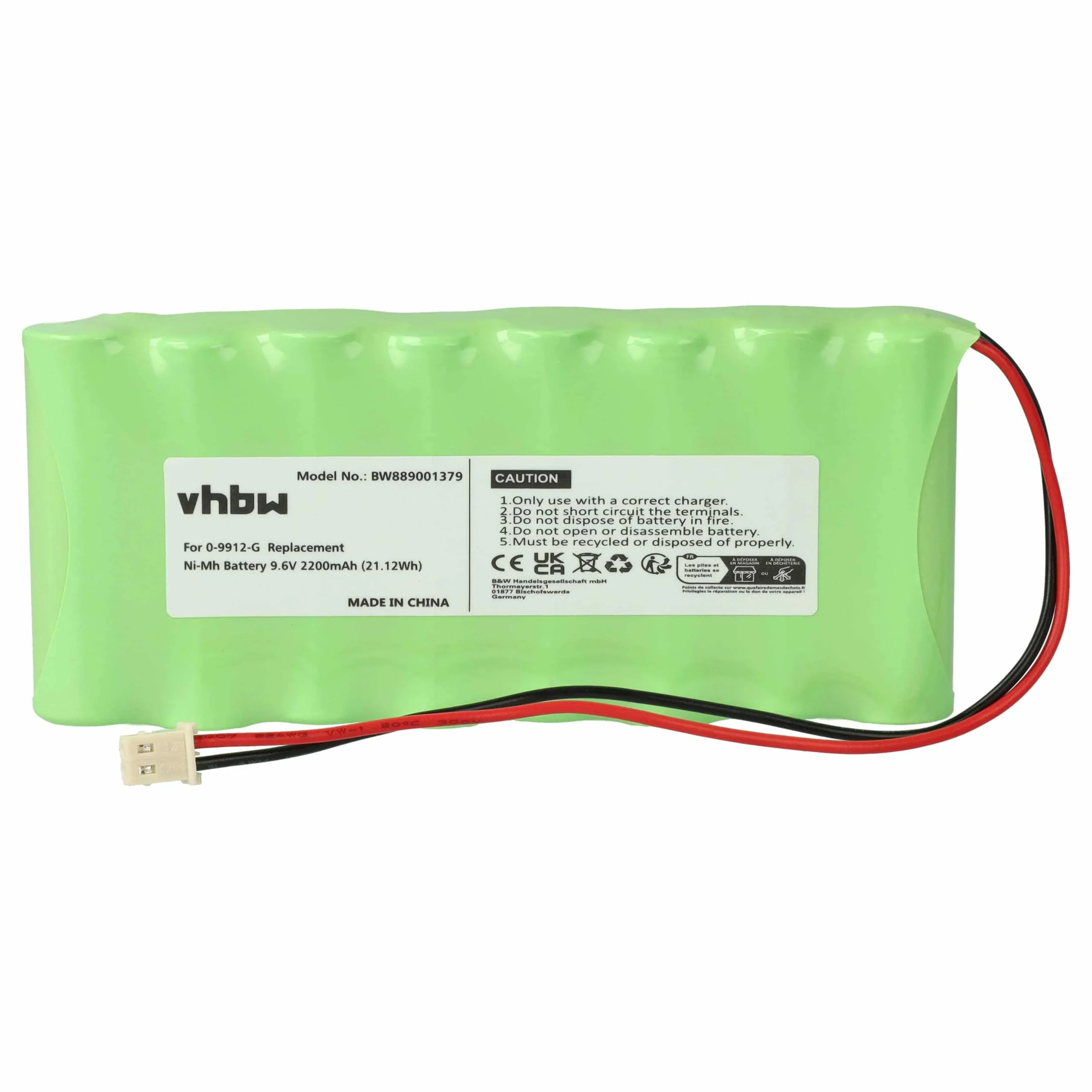 Batterie remplace Visonic 103-300672, 0-9912-G, 100729 pour centrale d'alarme Visonic - 2200mAh 9,6V NiMH