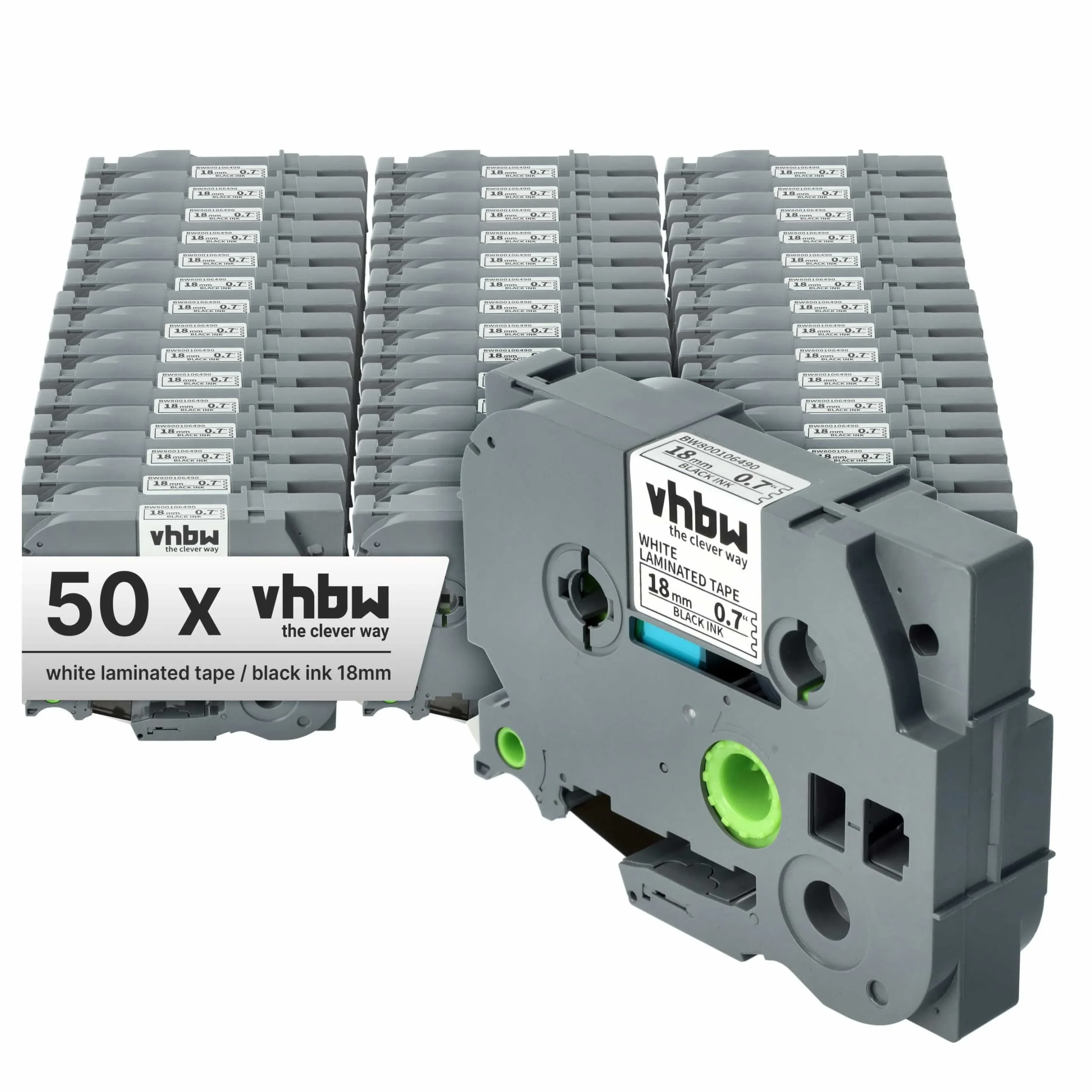 50x Cassettes à ruban remplacent Brother TZE-241, TZ-241 - 18mm lettrage Noir ruban Blanc, plastique