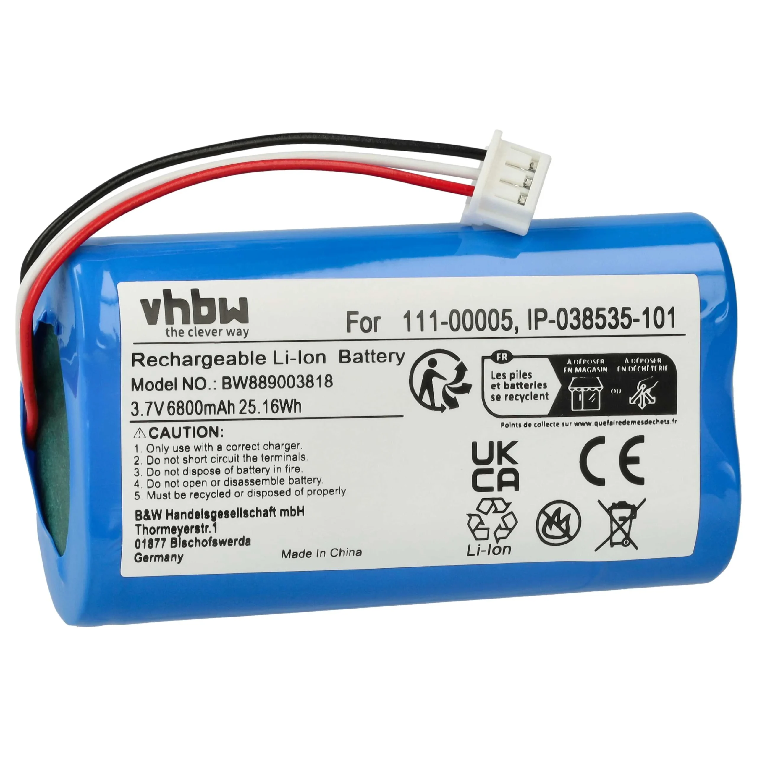 Batterie remplace Sonos IP-038535-101, 111-00005 enceinte Sonos - 6800mAh 3,7V Li-ion