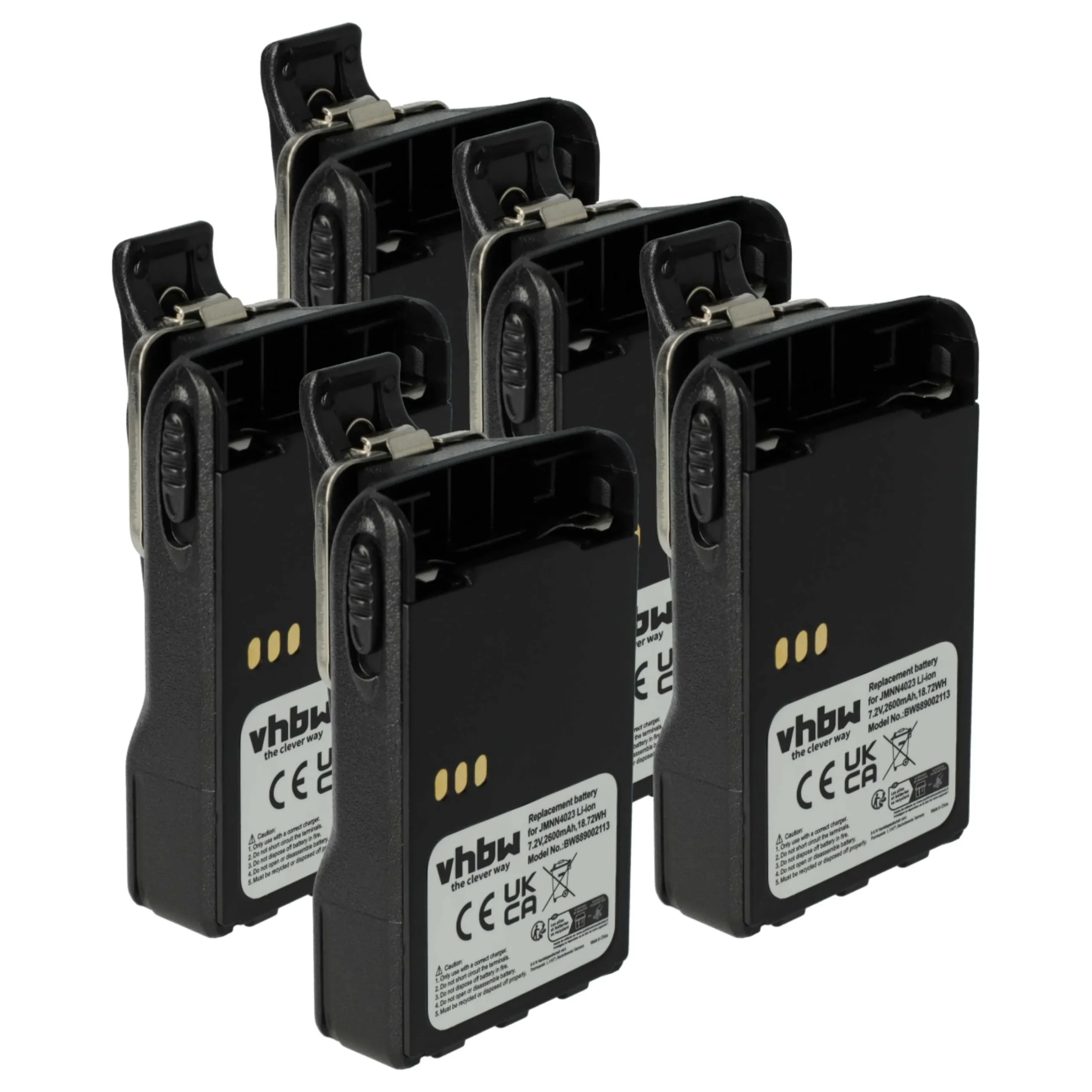 5x Batteries remplace Motorola JMNN4023BR, JMNN4023 pour radio talkie-walkie Motorola- 2600mAh 7,2V Li-ion