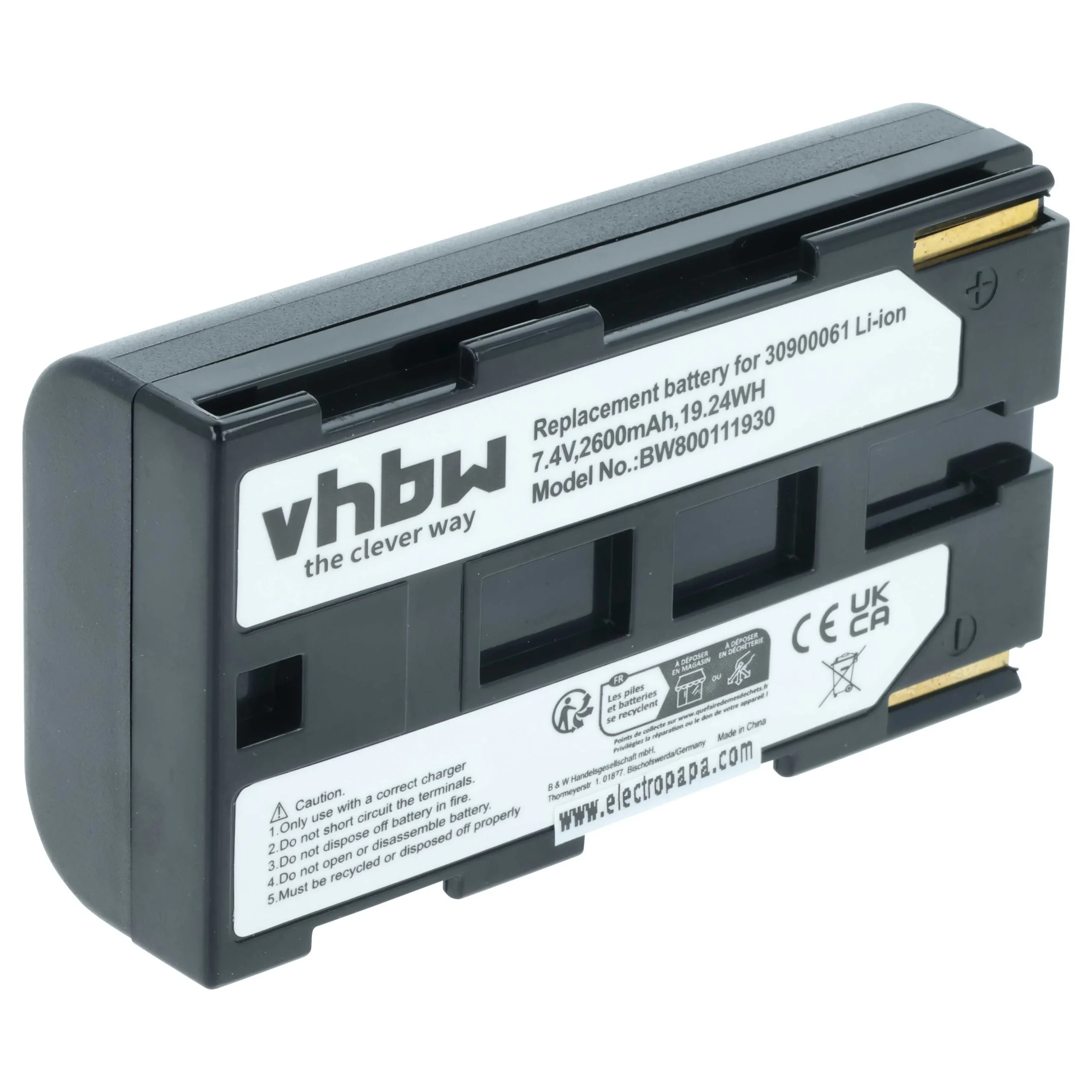 Batterie remplace Canon BP-911, BP-914, BP-915, BP-924 pour appareil photo Phase One- 2600mAh 7,2V Li-ion