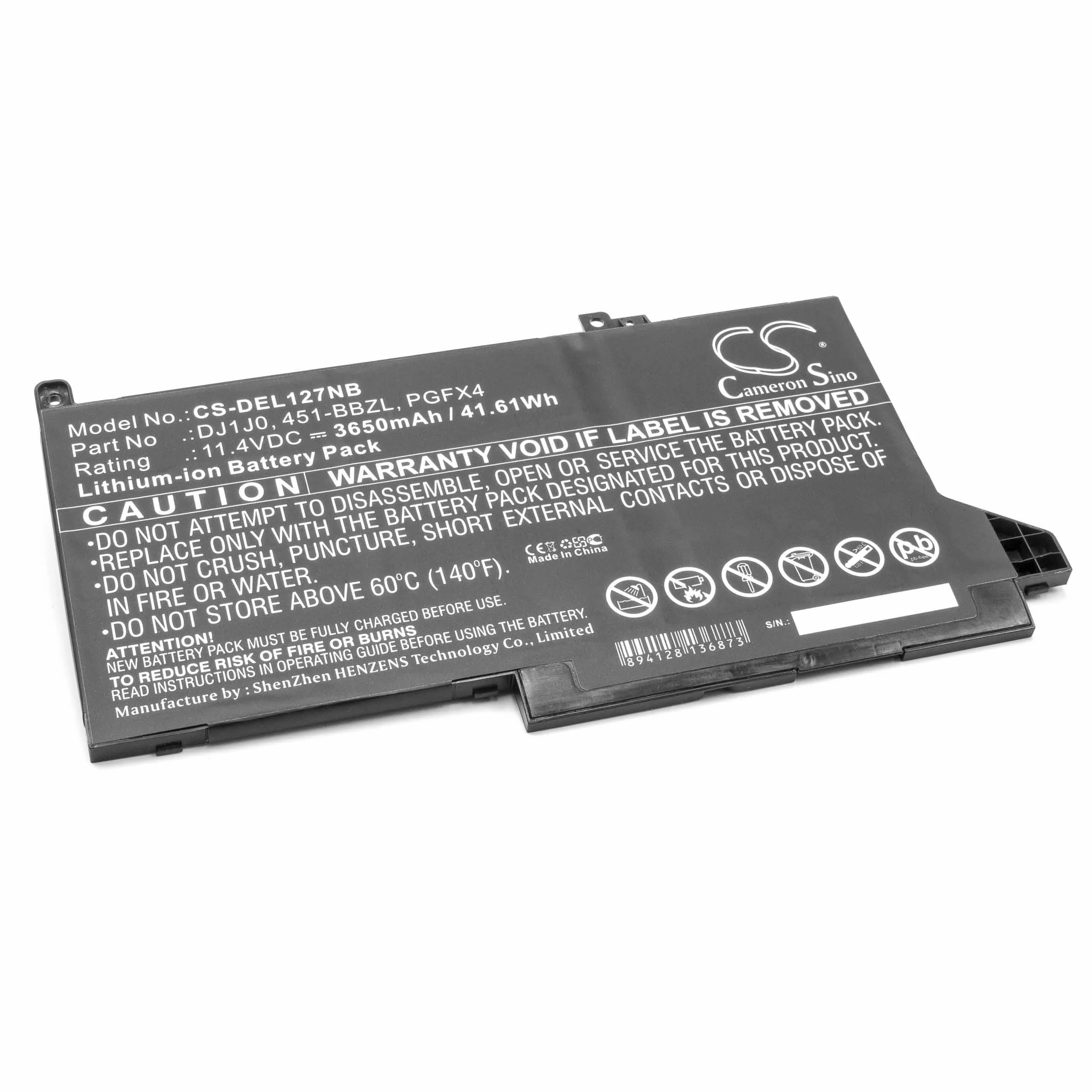 Batterie remplace Dell PGFX4, DJ1J0, ONFOH, 451-BBZL pour ordinateur portable Dell- 3650mAh 11,4V Li-ion, noir