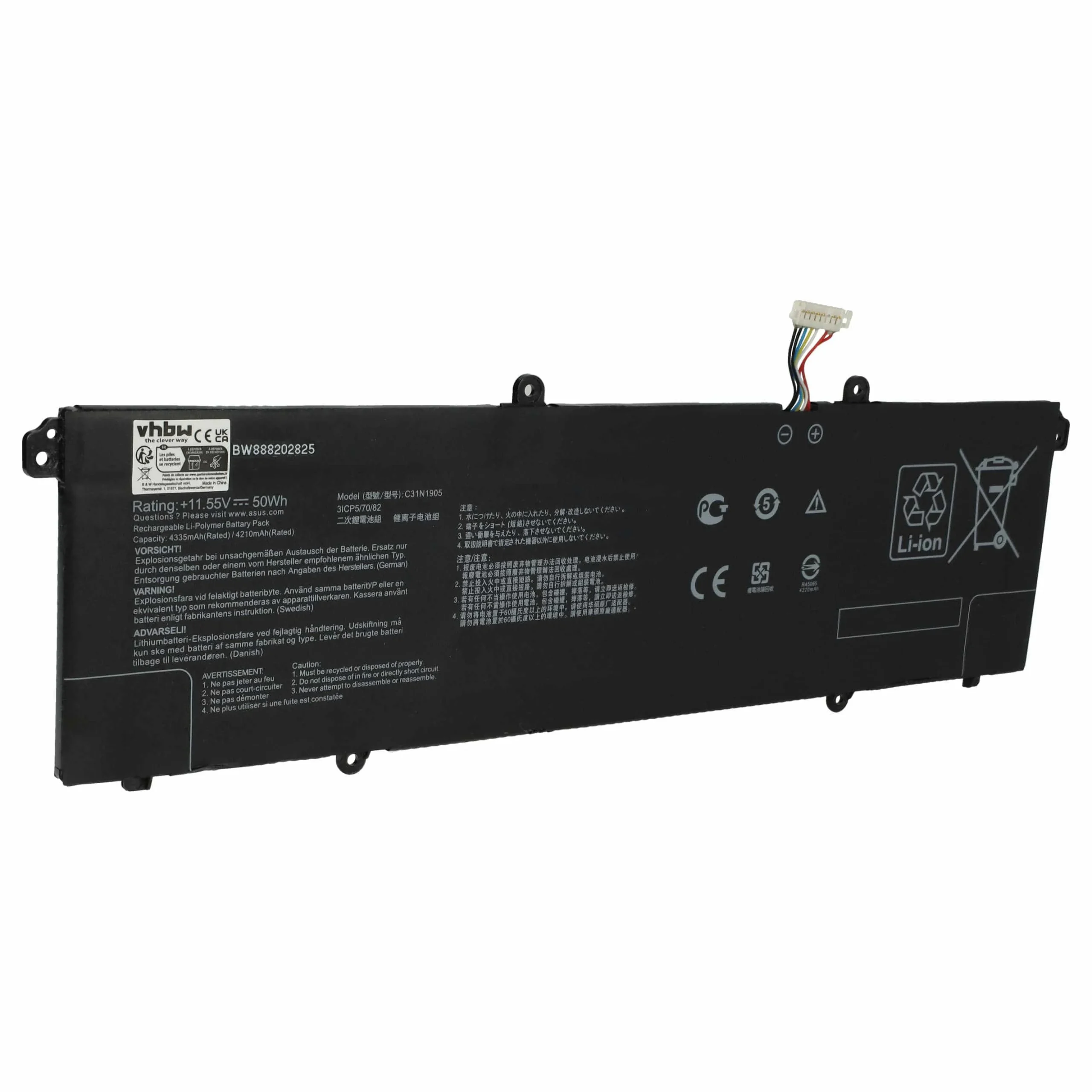 Batterie remplace Asus C31N1905, 0B200-03580200 pour ordinateur portable Asus- 4250mAh 11,55V Li-polymère