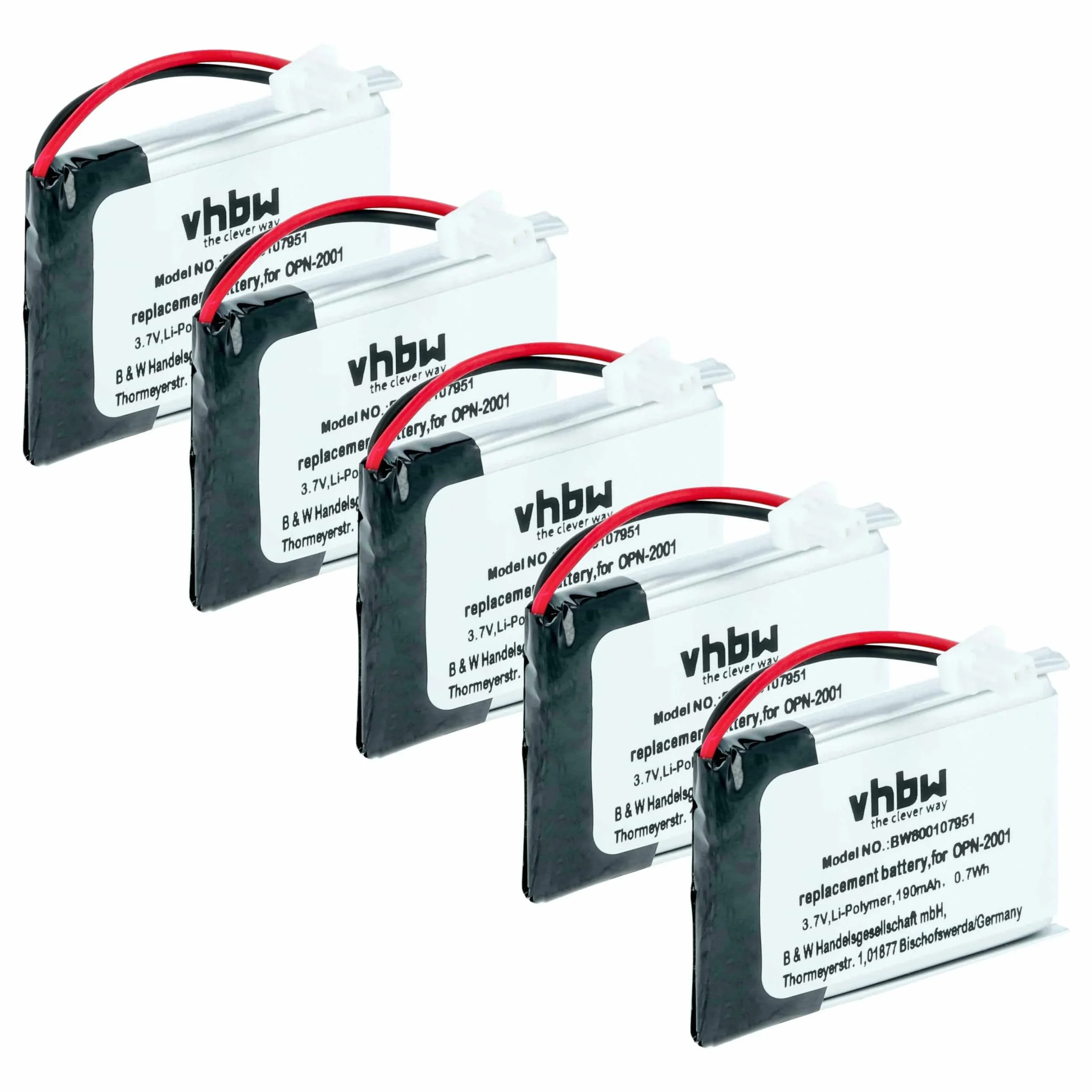 5x Batteries remplace Opticon OPN-2001 pour scanner de code-barre Opticon - 190mAh 3,7V