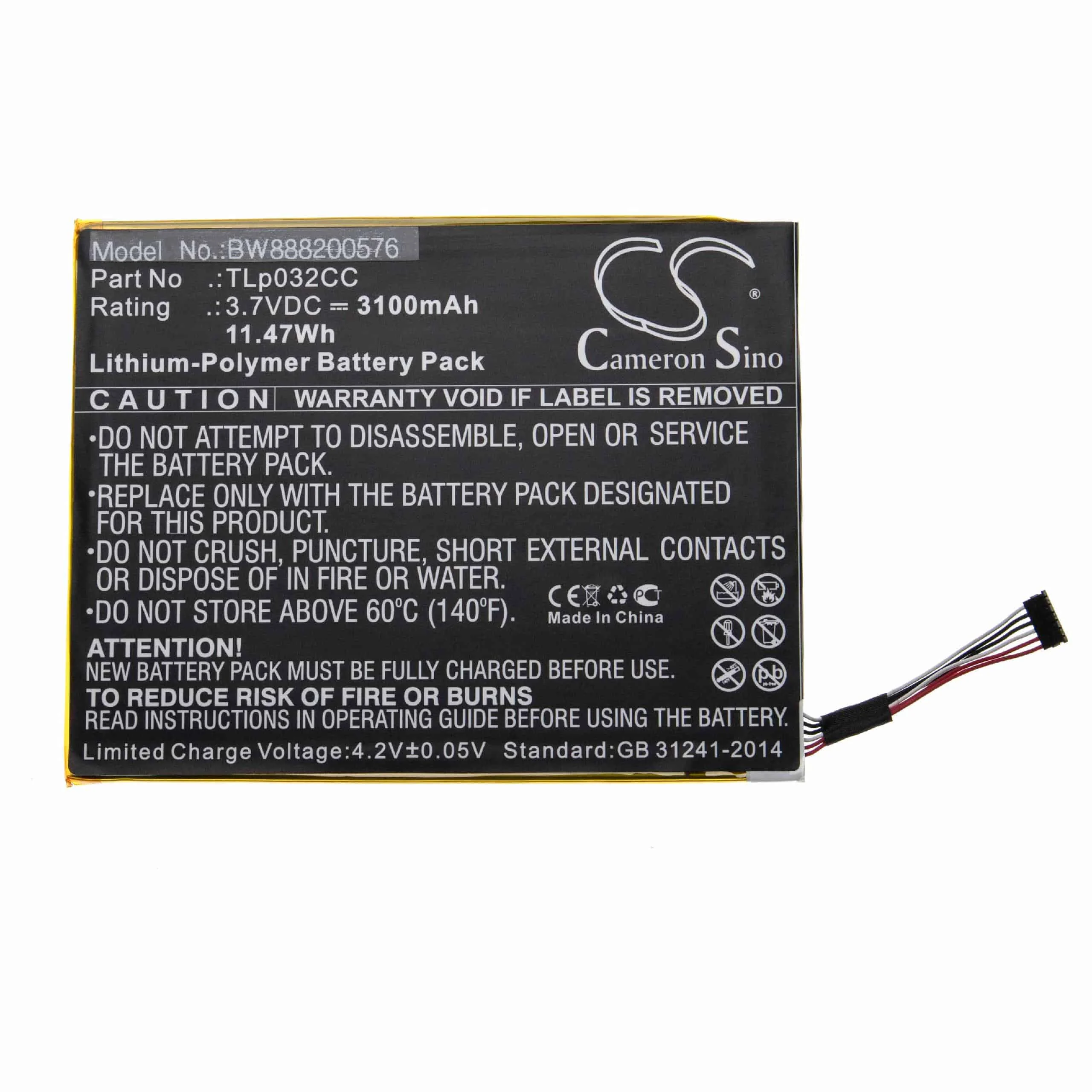 Batterie remplace Alcatel TLp032CC tablette - 3100mAh 3,7V NiMH