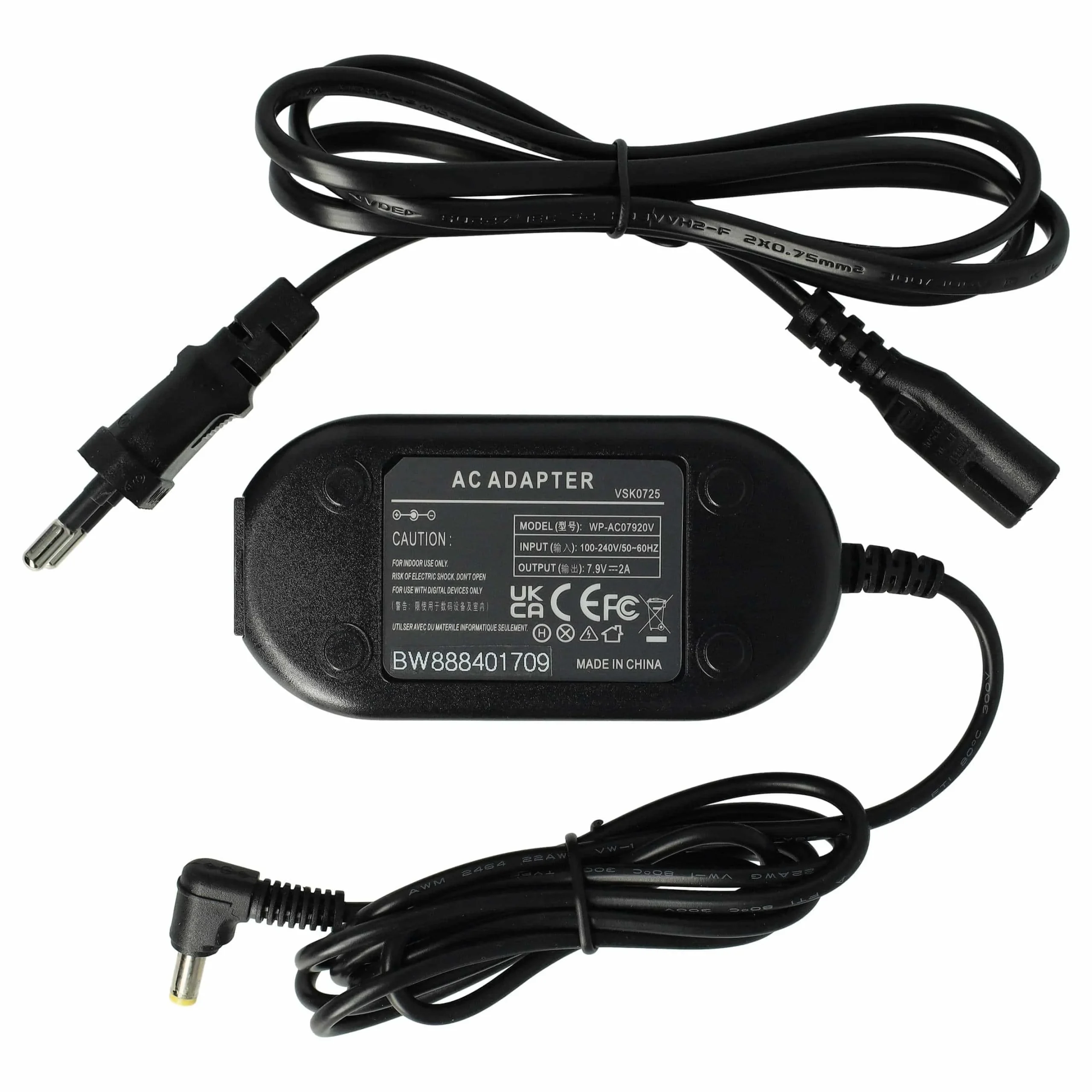 Bloc secteur remplace Panasonic VSK0725 pour caméra Panasonic, 2m - Chargeurs et adaptateurs secteur